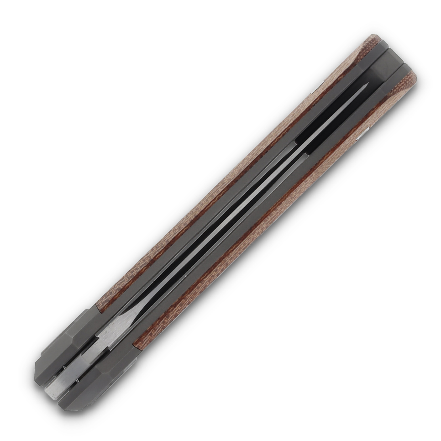 Suprlativ Piranha M4 Satin Blade Titanium Dark Blast Handle Orange Micarta PIRTDBOM View 7