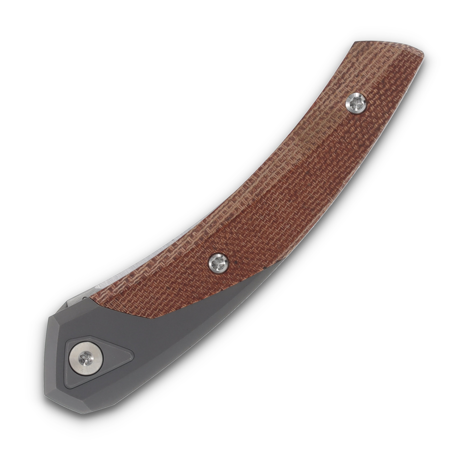 Suprlativ Piranha M4 Satin Blade Titanium Dark Blast Handle Orange Micarta PIRTDBOM View 6