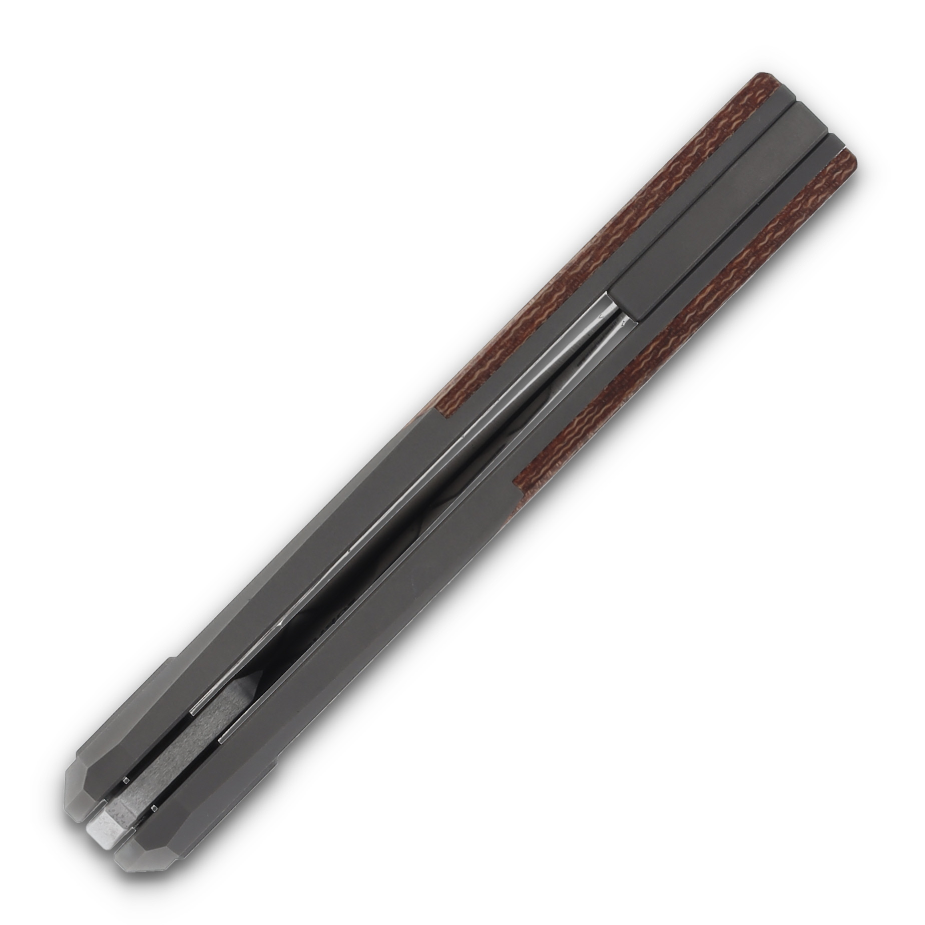 Suprlativ Piranha M4 Satin Blade Titanium Dark Blast Handle Orange Micarta PIRTDBOM View 8