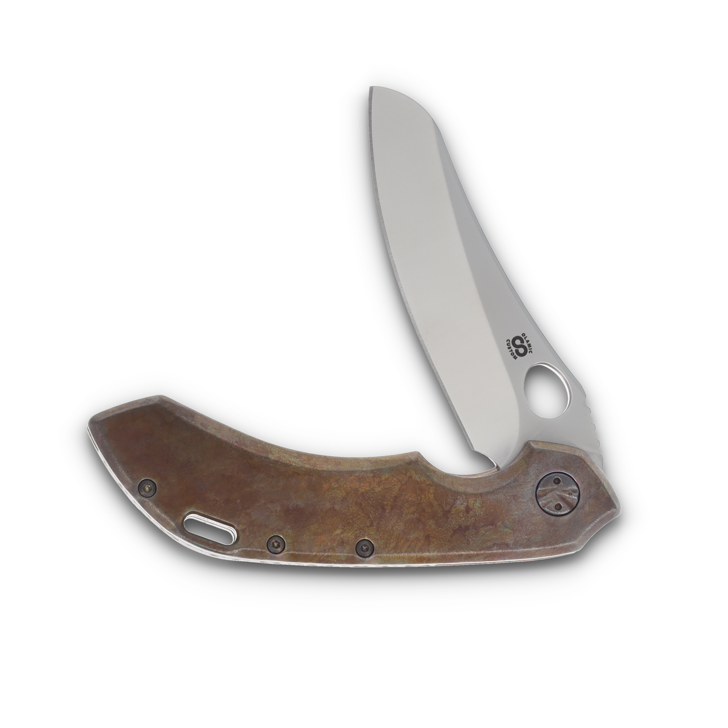 Olamic Wayfarer 247 Folding Knife 169-M Satin Mouflon Antique Entropic 169M View 3