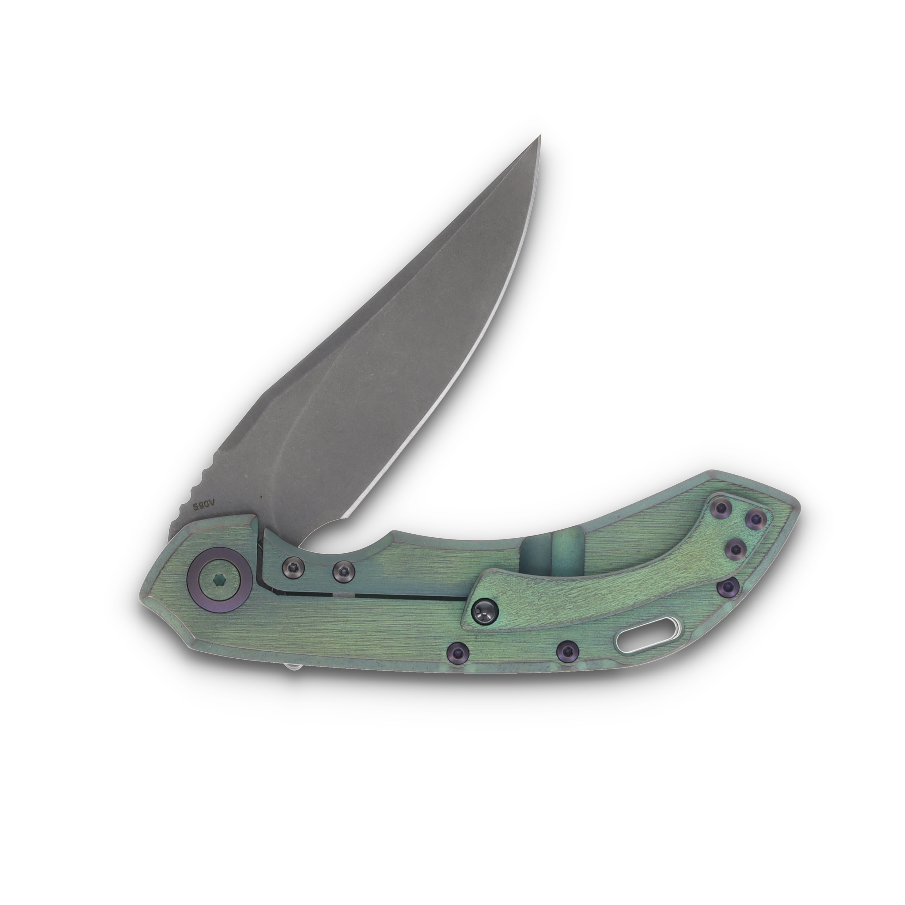 Olamic Wayfarer 247 Folding Knife 164-B Stonewash Bowie Kinetic Rainforest 164B View 4