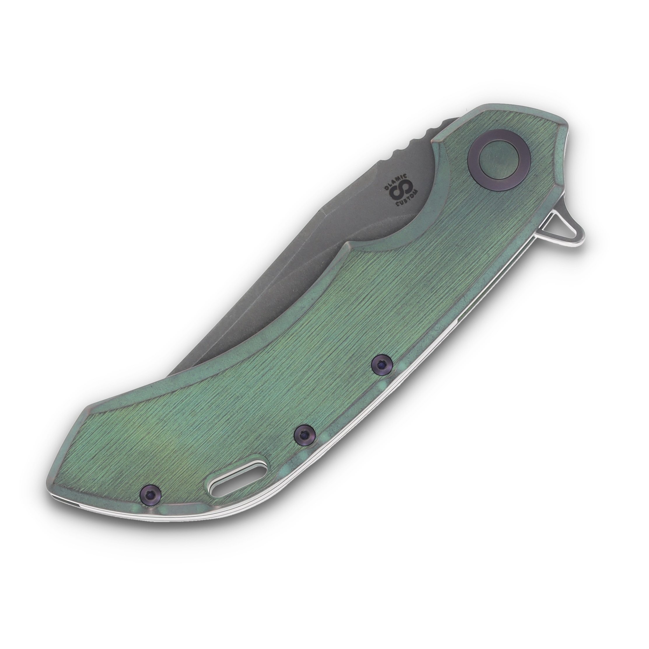 Olamic Wayfarer 247 Folding Knife 164-B Stonewash Bowie Kinetic Rainforest 164B View 5