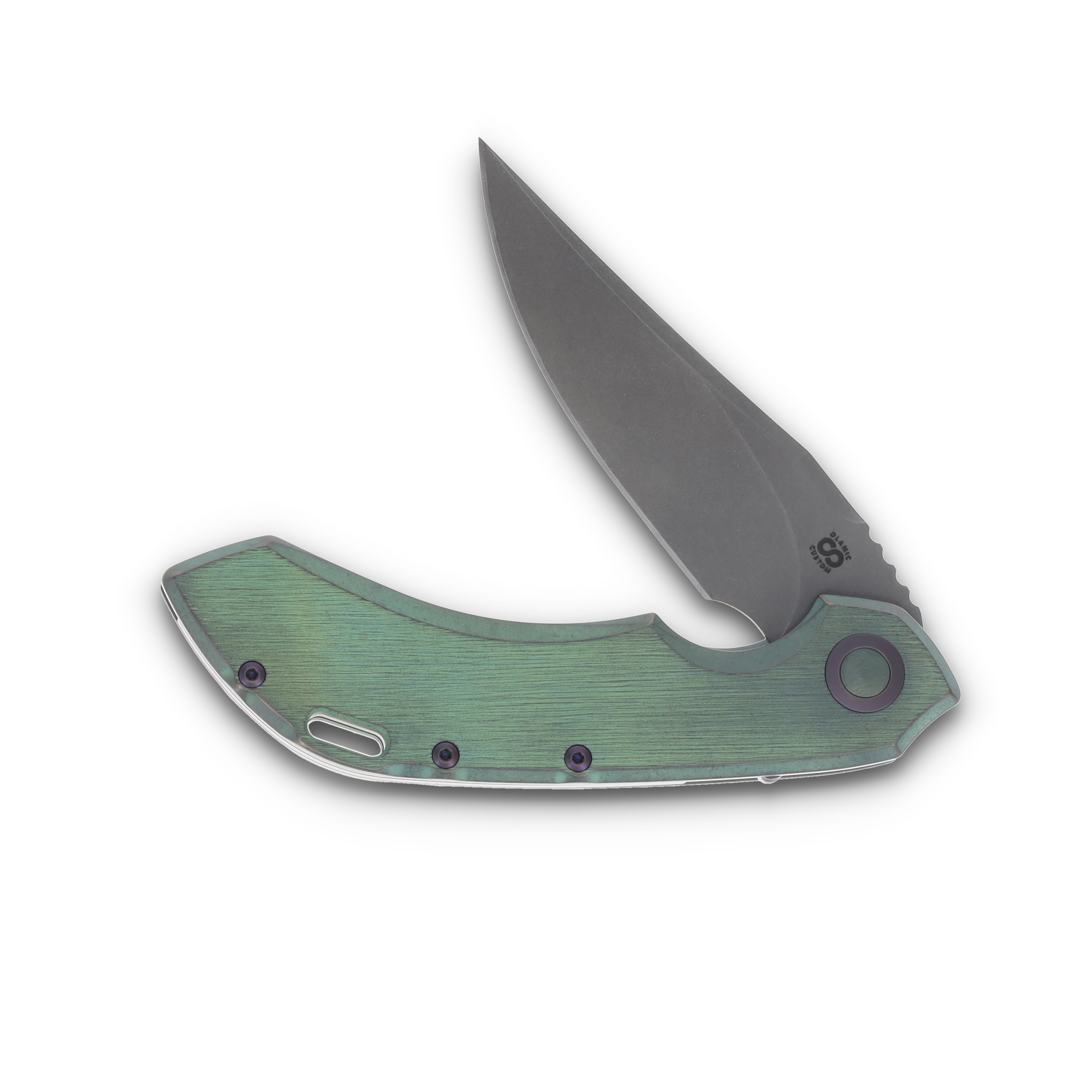 Olamic Wayfarer 247 Folding Knife 164-B Stonewash Bowie Kinetic Rainforest 164B View 3