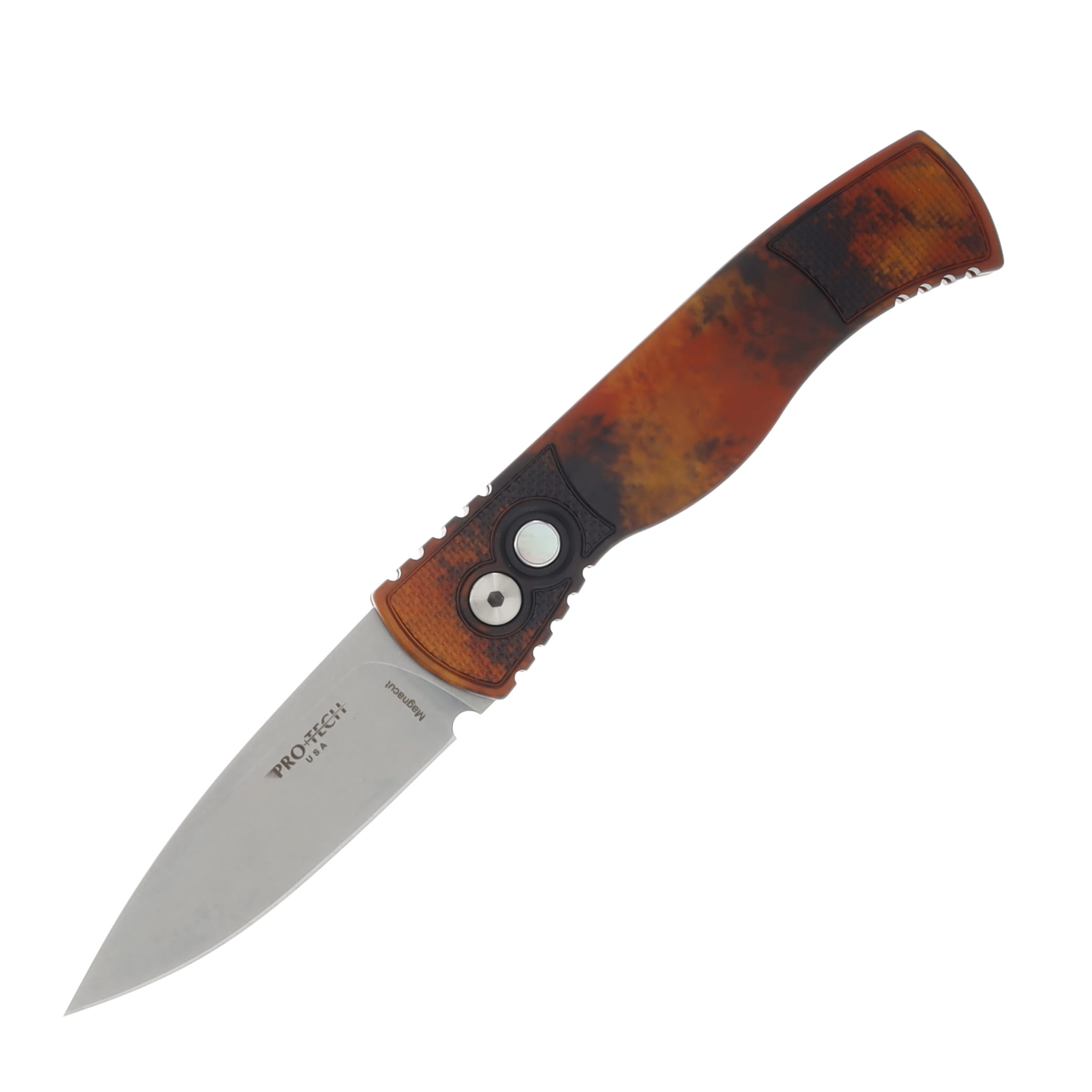 Pro Tech Auto Tactical Response 2 Del Fuego Anodized Handle With Textured Corners Stonewash Magnacut Blade AUPTT201-DF View 1