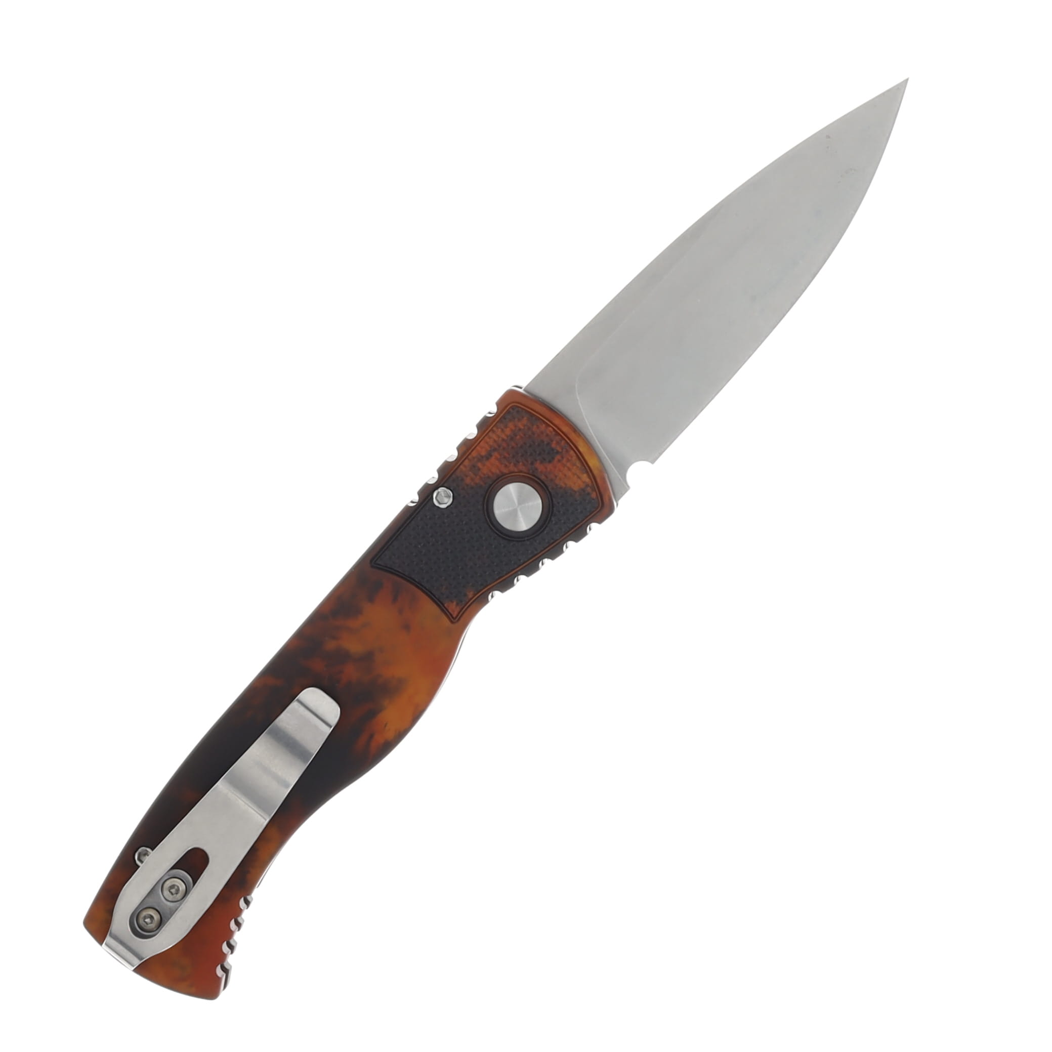 Pro Tech Auto Tactical Response 2 Del Fuego Anodized Handle With Textured Corners Stonewash Magnacut Blade AUPTT201-DF View 2