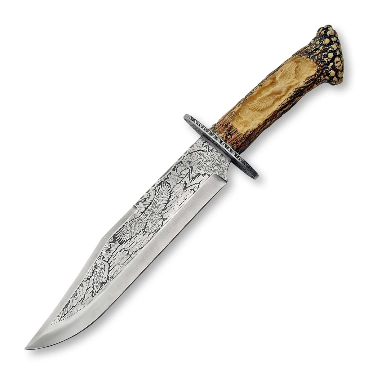 Szco Eagle Antler Fixed Blade Knife With Display 9.25in Plain Stag 211165EG View 2