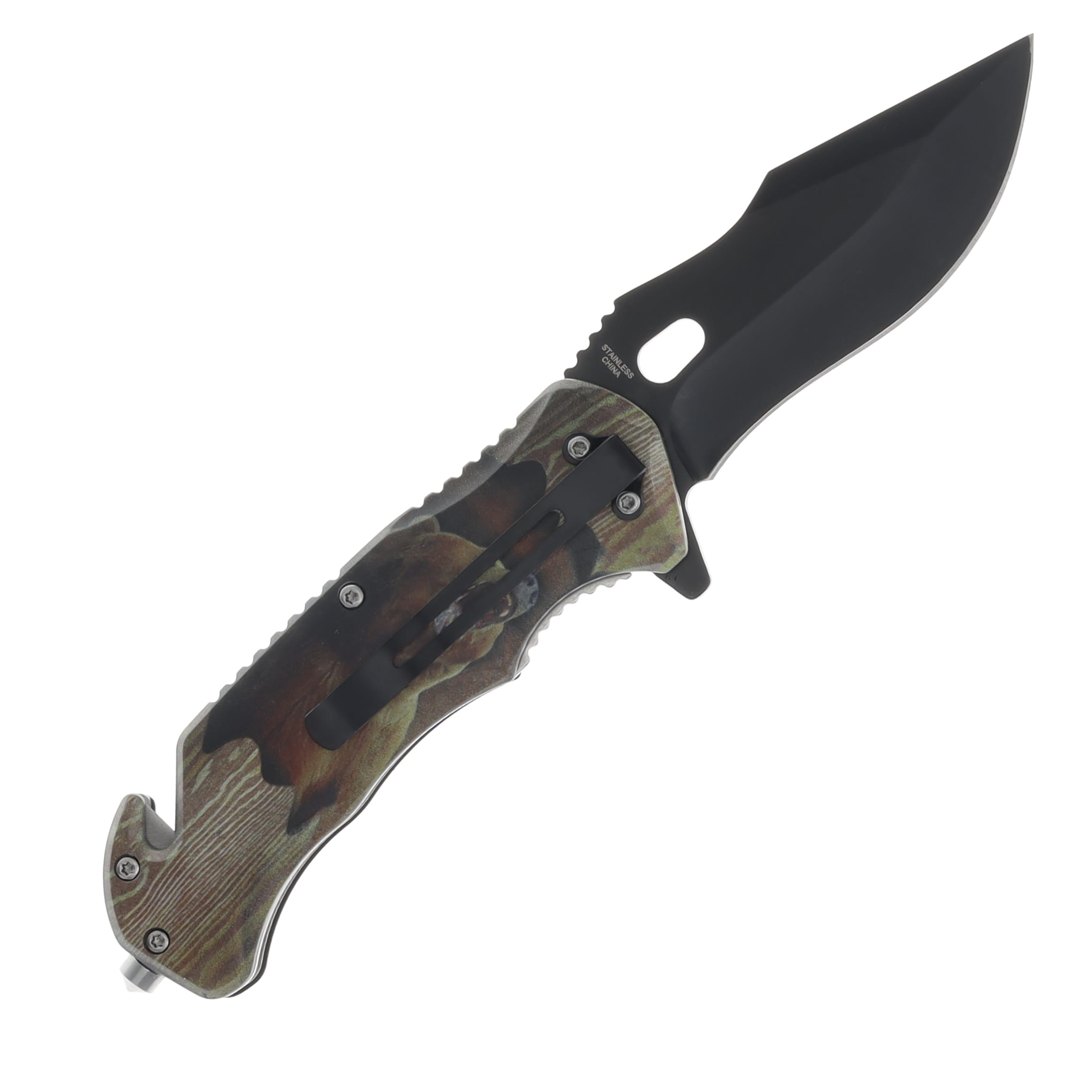 Szco 4.75Inch Brown Bear Camo Rescue Linerlock 300556BE View 2