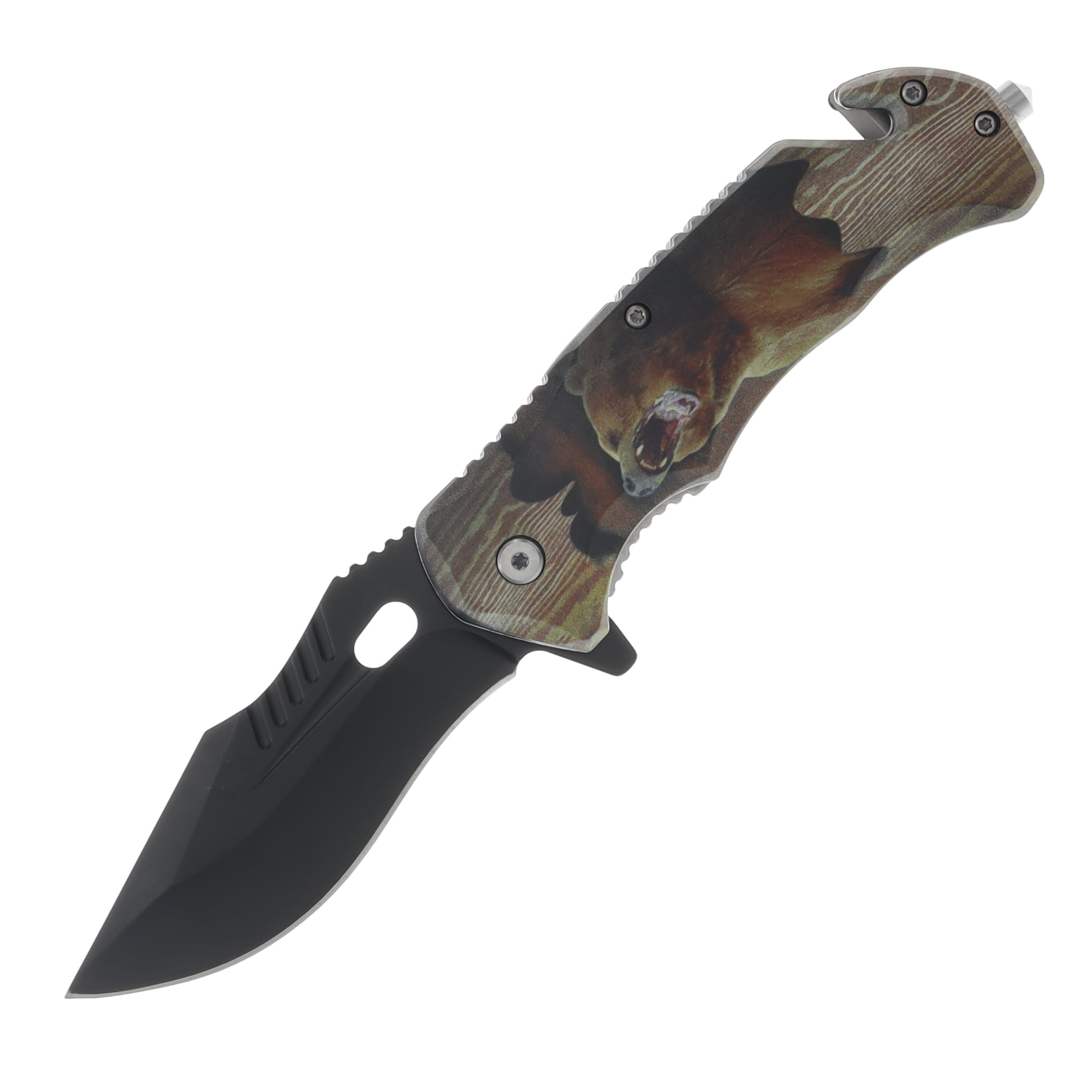 Szco 4.75Inch Brown Bear Camo Rescue Linerlock 300556BE View 1