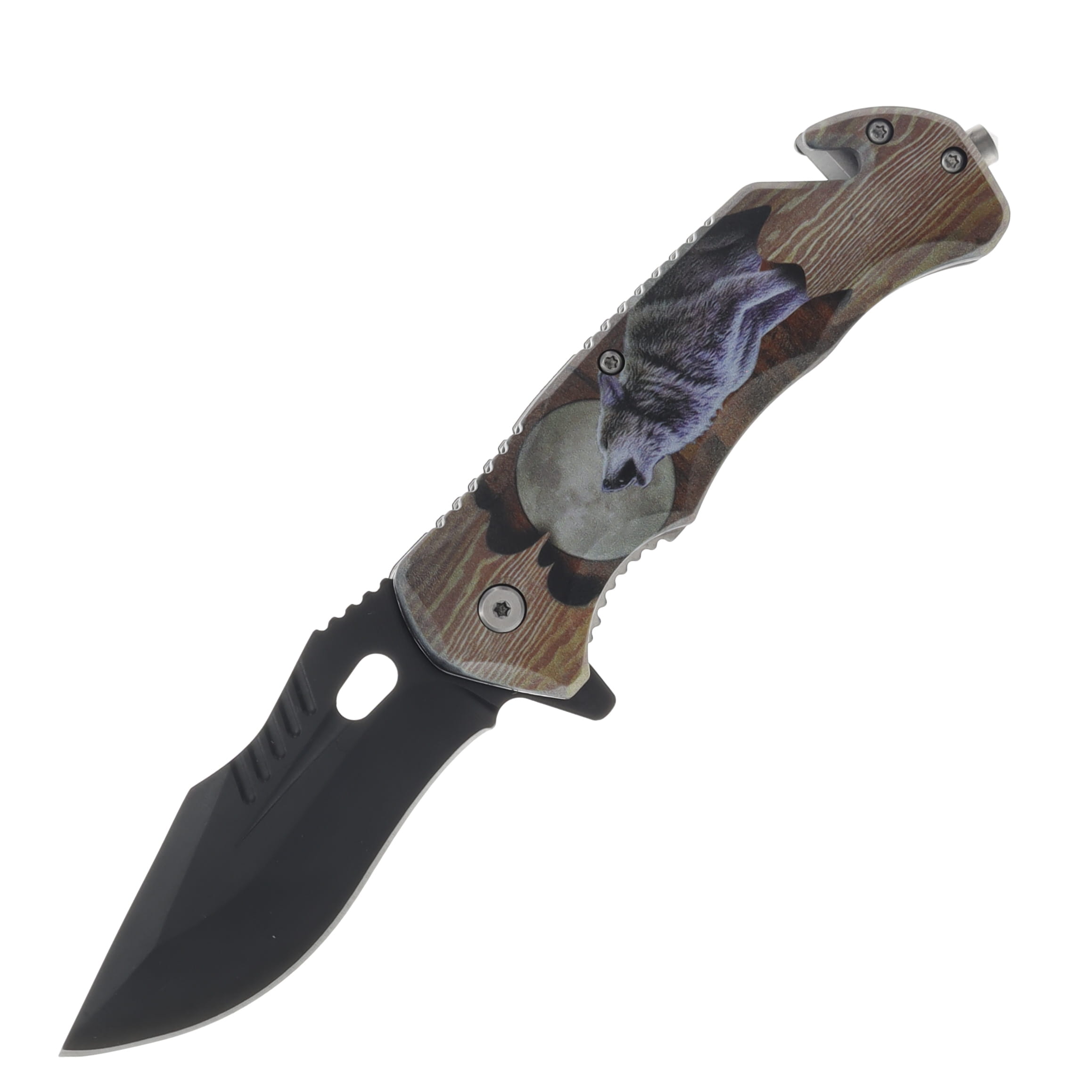 Szco 4.75 Inch Howling Wolf Rescue Linerlock 300556WF View 1