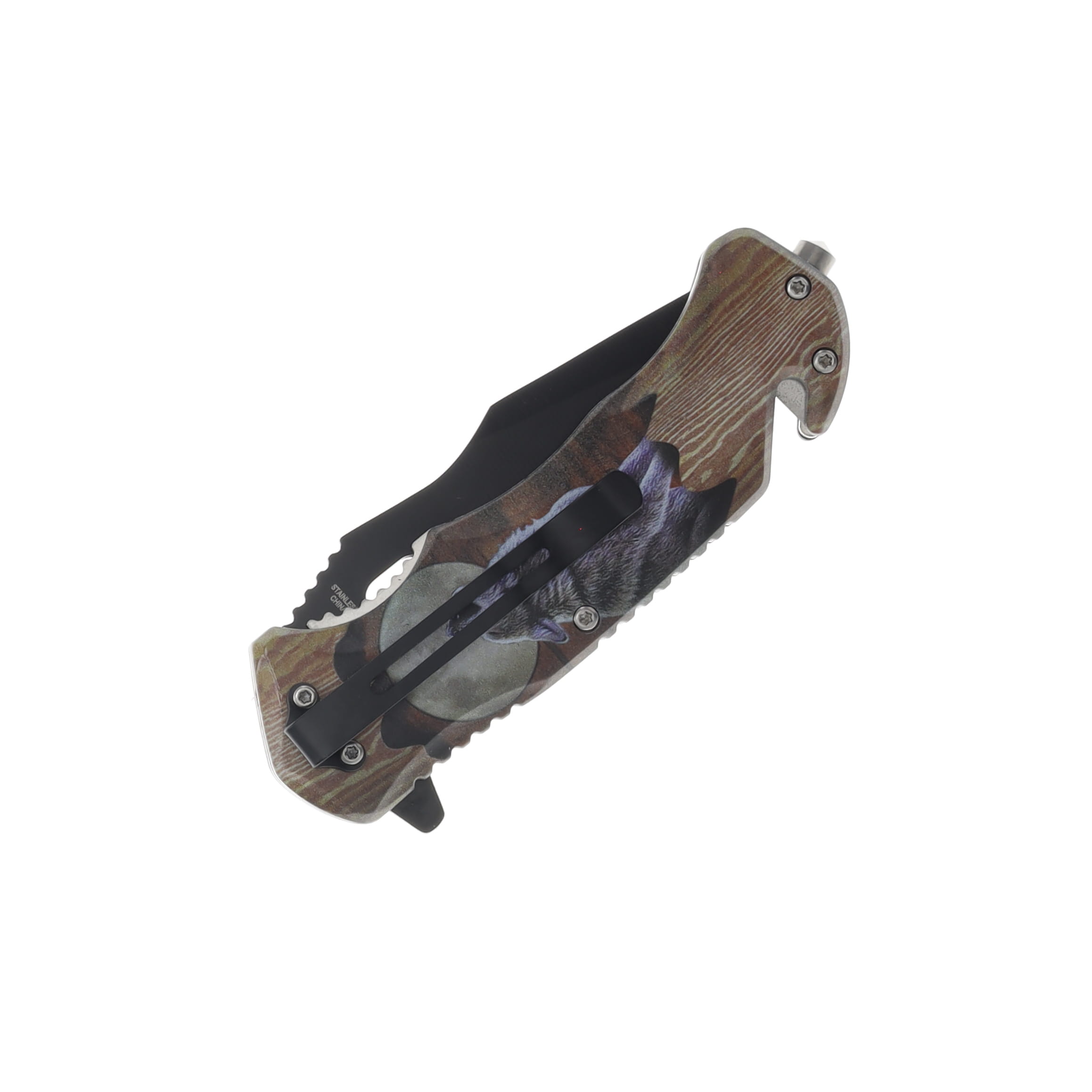 Szco 4.75 Inch Howling Wolf Rescue Linerlock 300556WF View 3