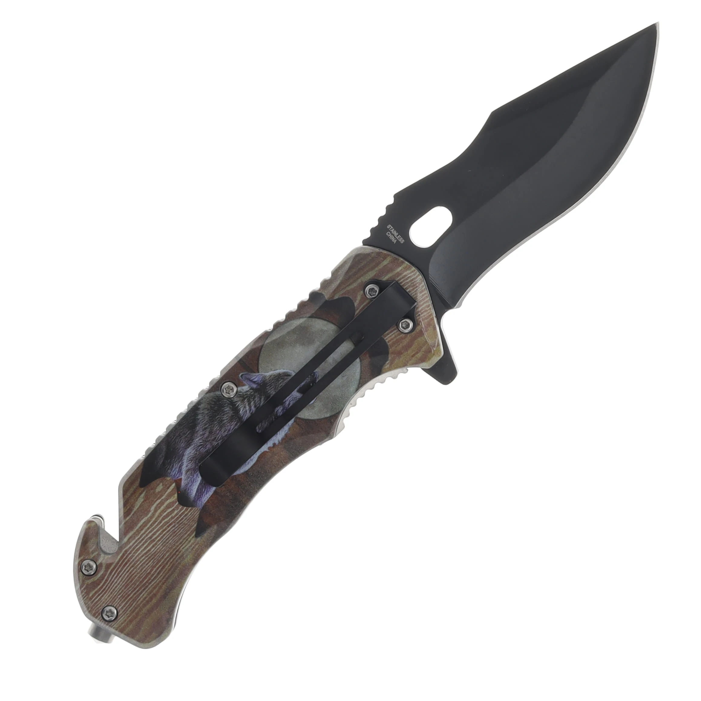 Szco 4.75 Inch Howling Wolf Rescue Linerlock 300556WF View 2