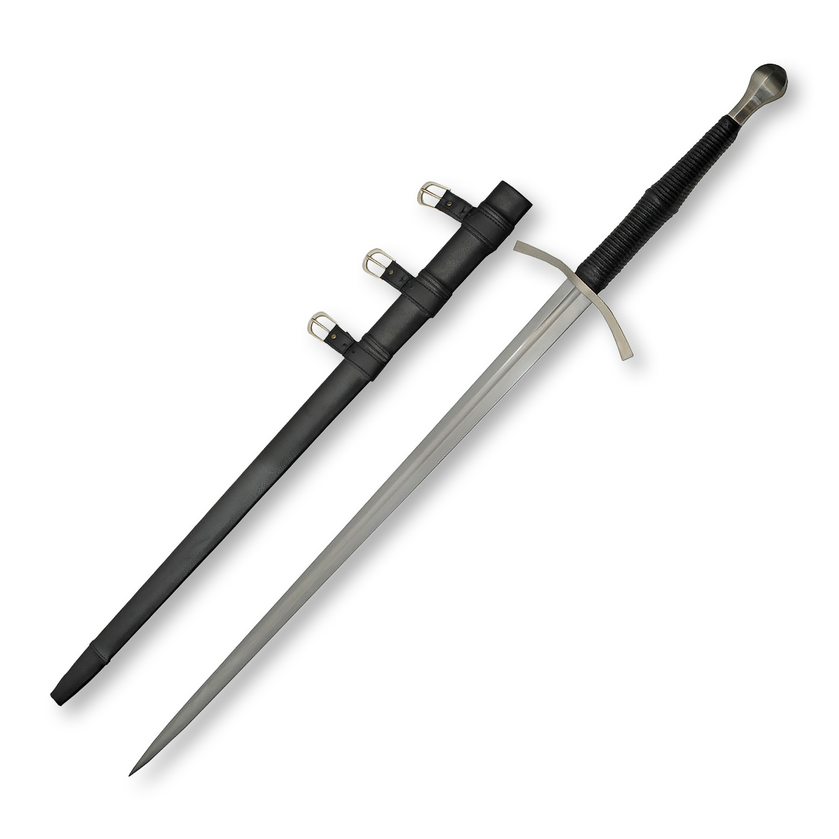 Battle Tested 50.75in Swiss Longsword Black Handle Plain Blade BT2706 View 1