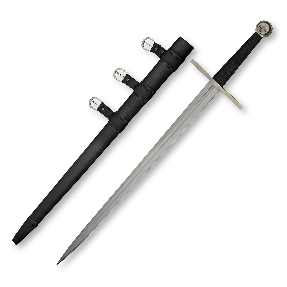 Battle Tested 41in Broad Battle Sword Black Handle Plain Blade BT2707 View 1