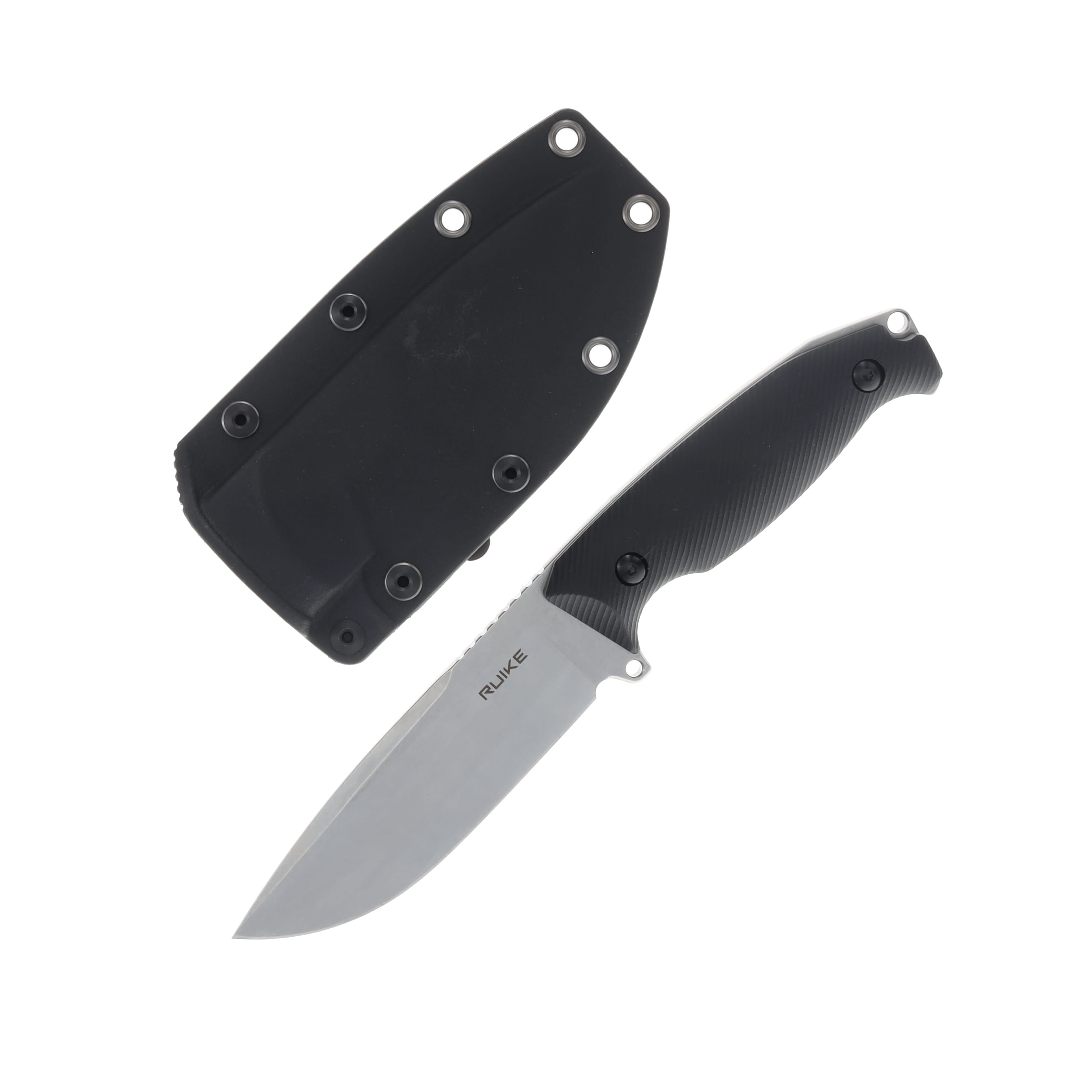 Ruike Jager F118B Fixed Blade Knife Black 4.33in Stonewash Drop Point Blade RUPF118B View 1