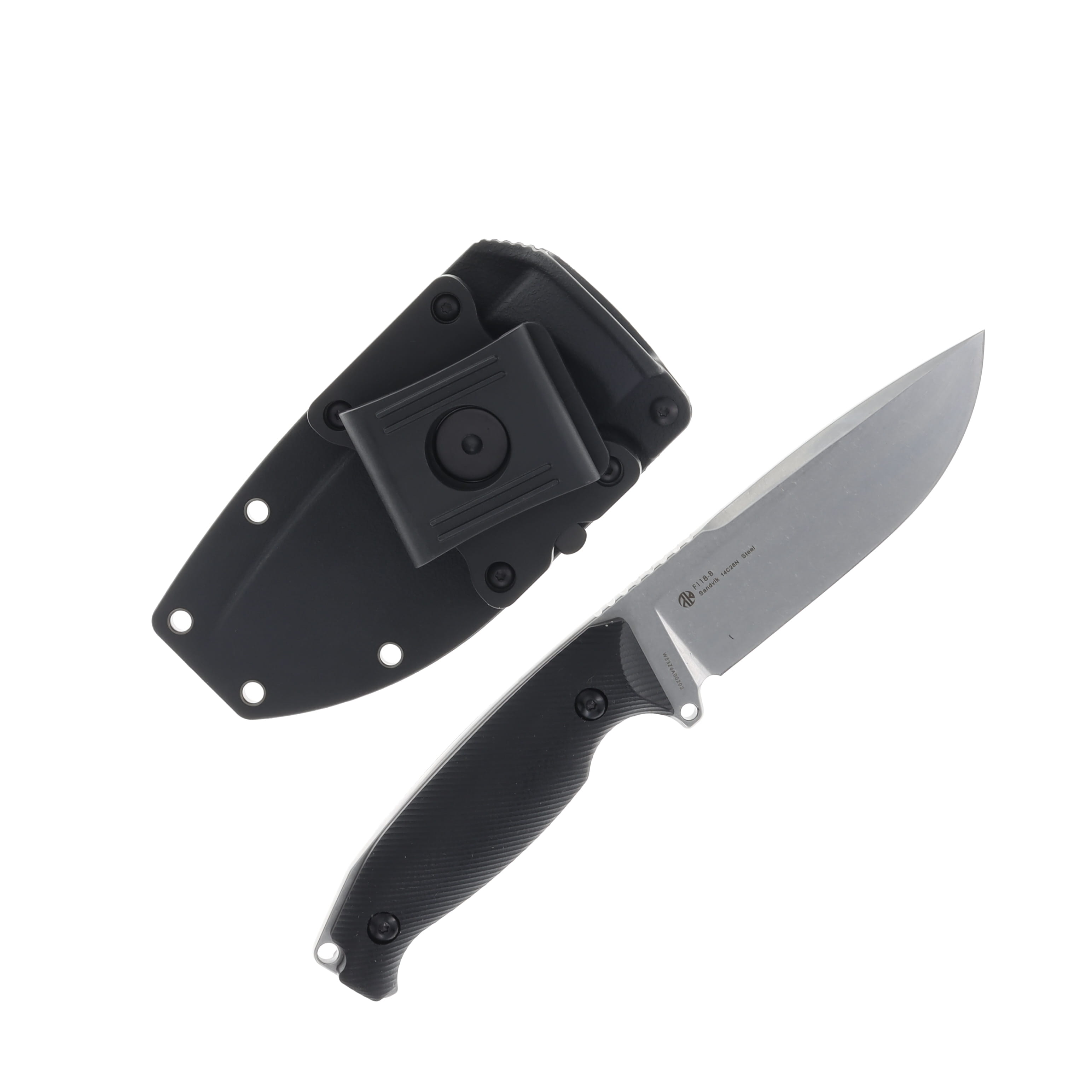 Ruike Jager F118B Fixed Blade Knife Black 4.33in Stonewash Drop Point Blade RUPF118B View 2