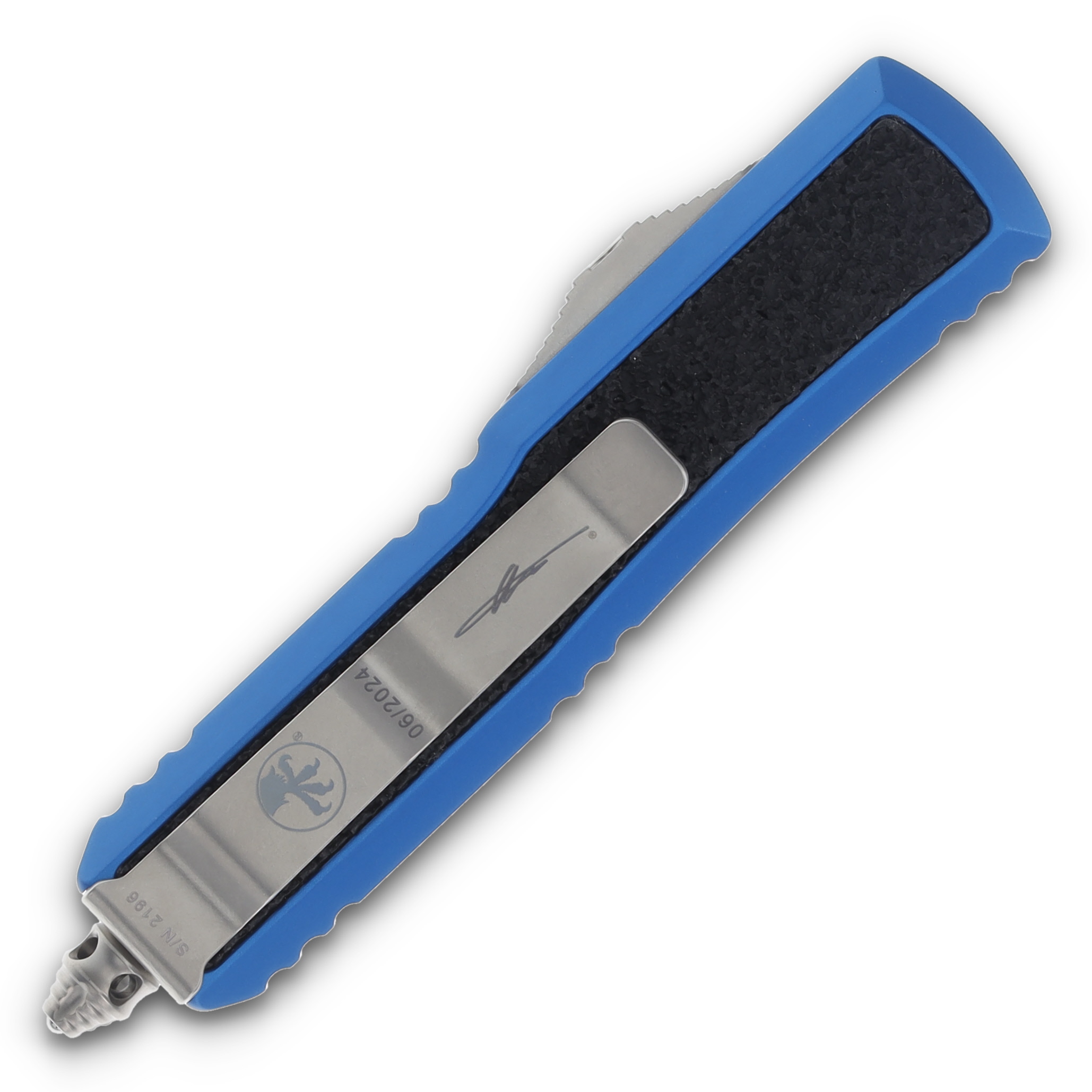 Microtech Daytona OTF Auto Signature Series Blue 3.125in Single Edge AUMT12410BLS View 2