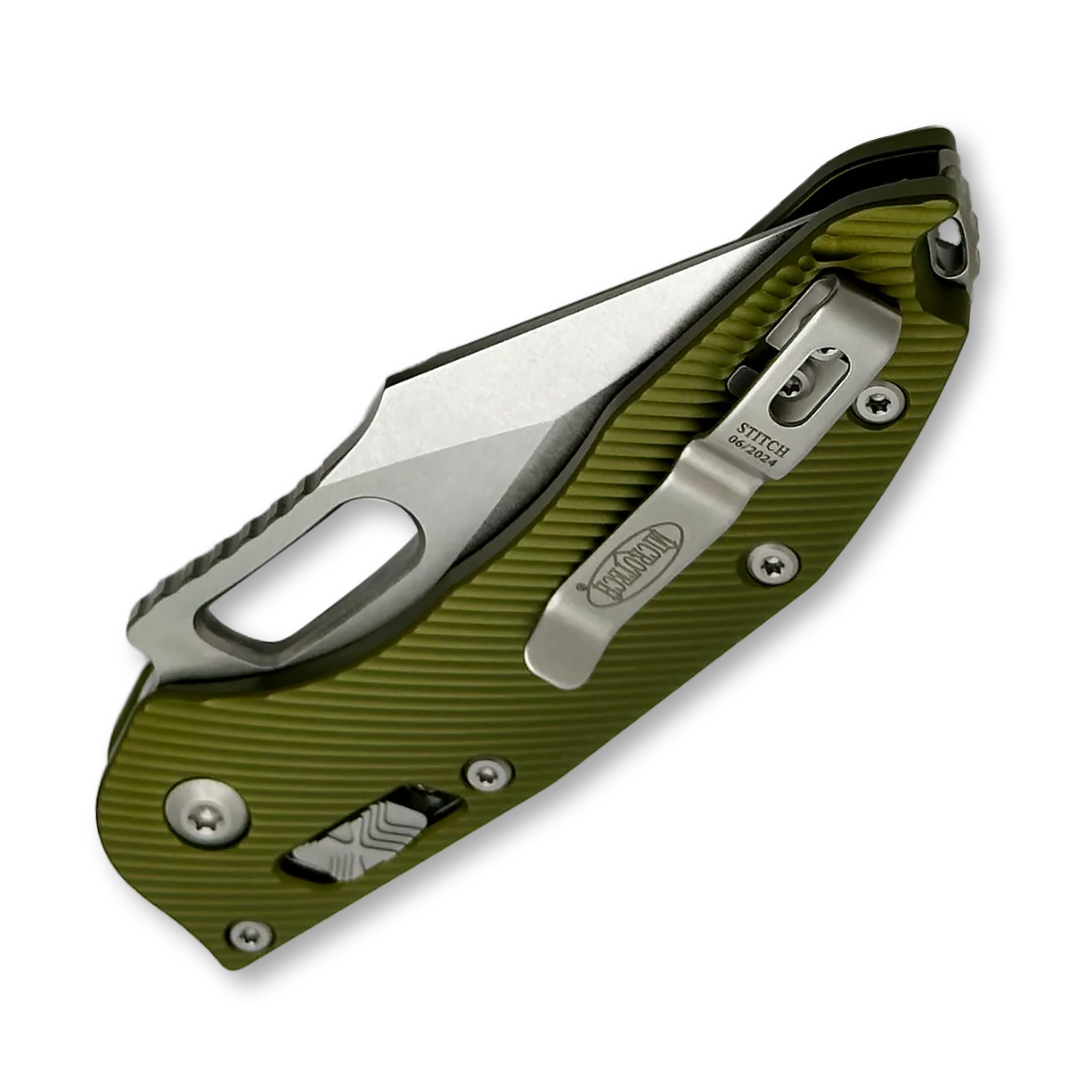 Microtech Stitch RAM-LOK OD Green 3.75in Stonewash P/S Spear Point MT169RL11FLOD View 2