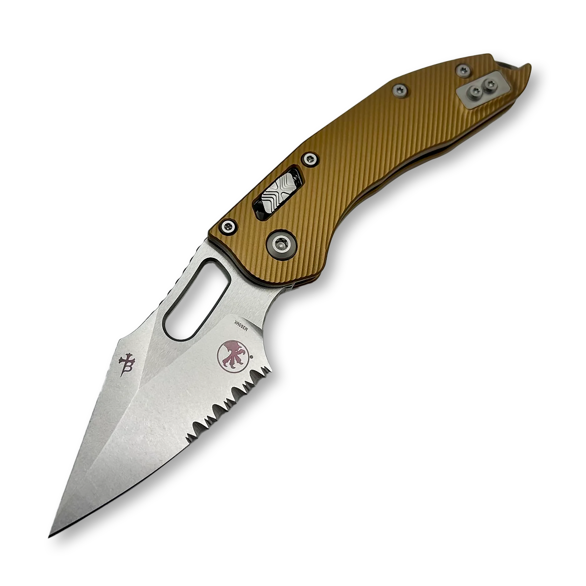 Microtech Stitch RAM-LOK Fluted Tan 3.75in Stonewash P/S Spear Point MT169RL11FLTA View 1
