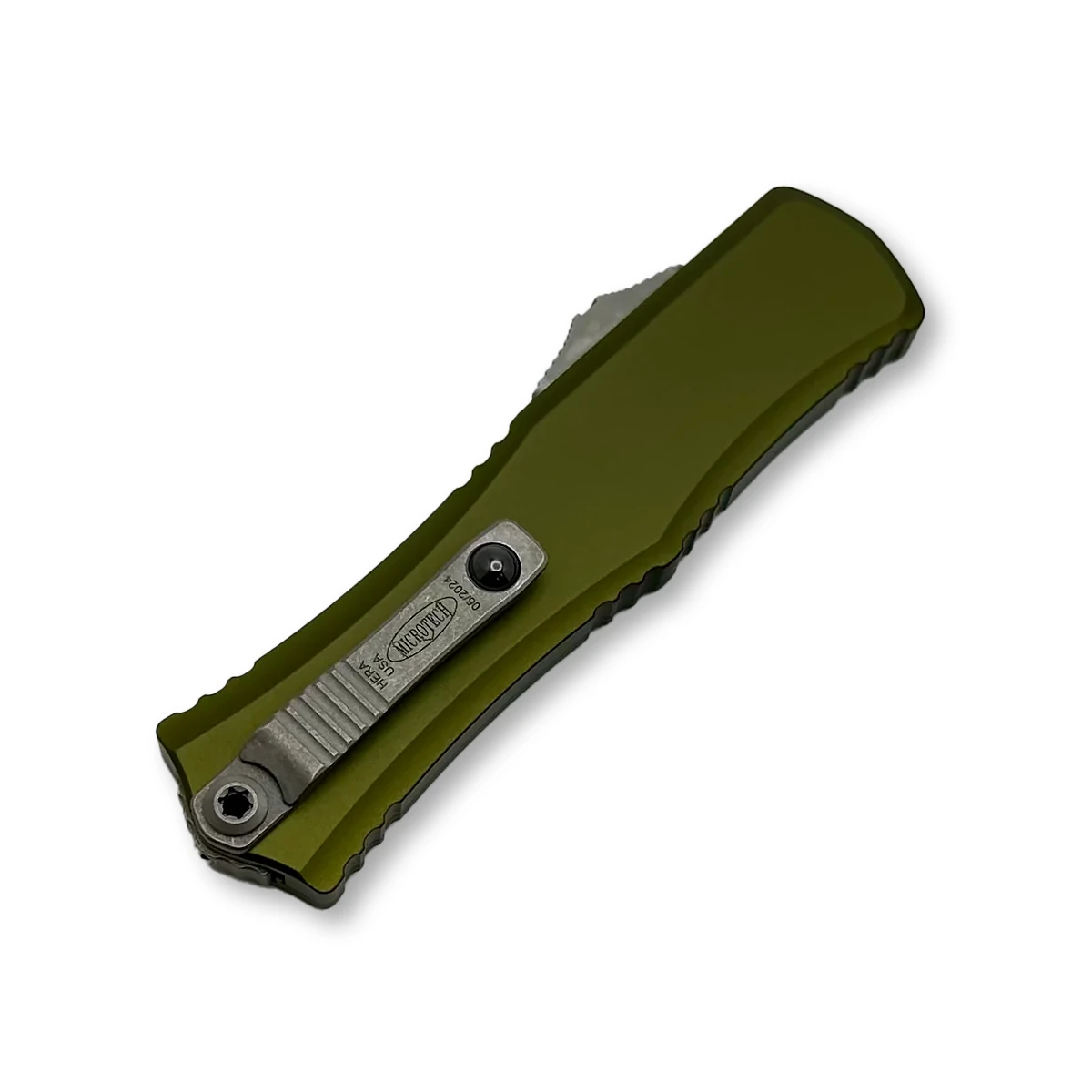 Microtech Hera II Mini D/E OD Green Apocalyptic Partial Serrated AUMT1702M11APOD View 2