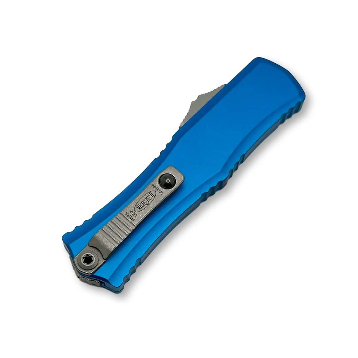 Microtech Hera II Mini D/E Blue Apocalyptic Full Serrated View 2