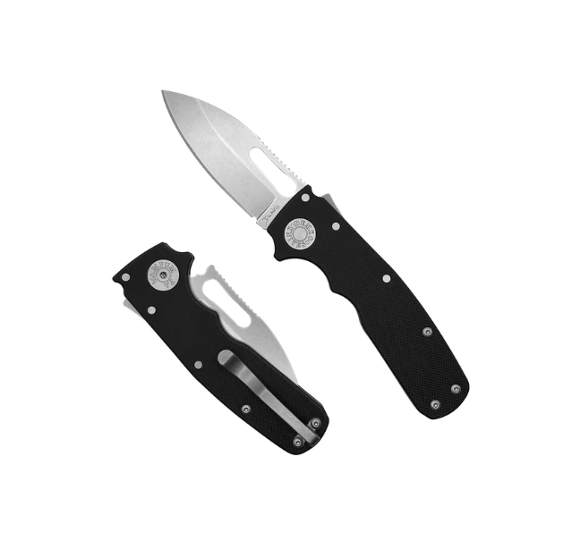 Demko Knives Shark Cub Folding Knife 2.5 Inch Plain Satin Slicer Shark SC-20CV-BLKG10-SS View 1