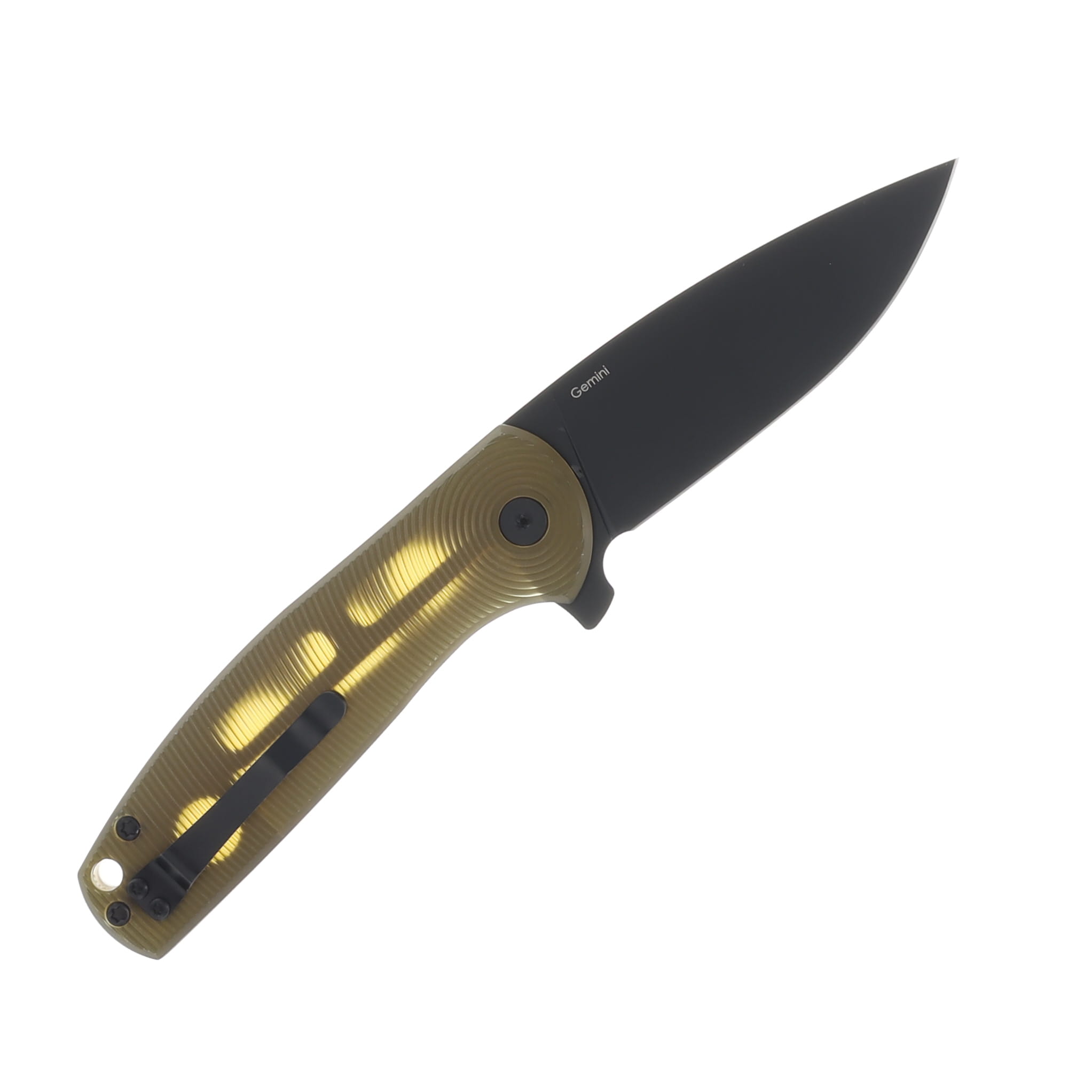 Kizer Gemini Folding Knife Bronze PEI 3.12 Inch Plain Black Drop Point V3471A3 View 2