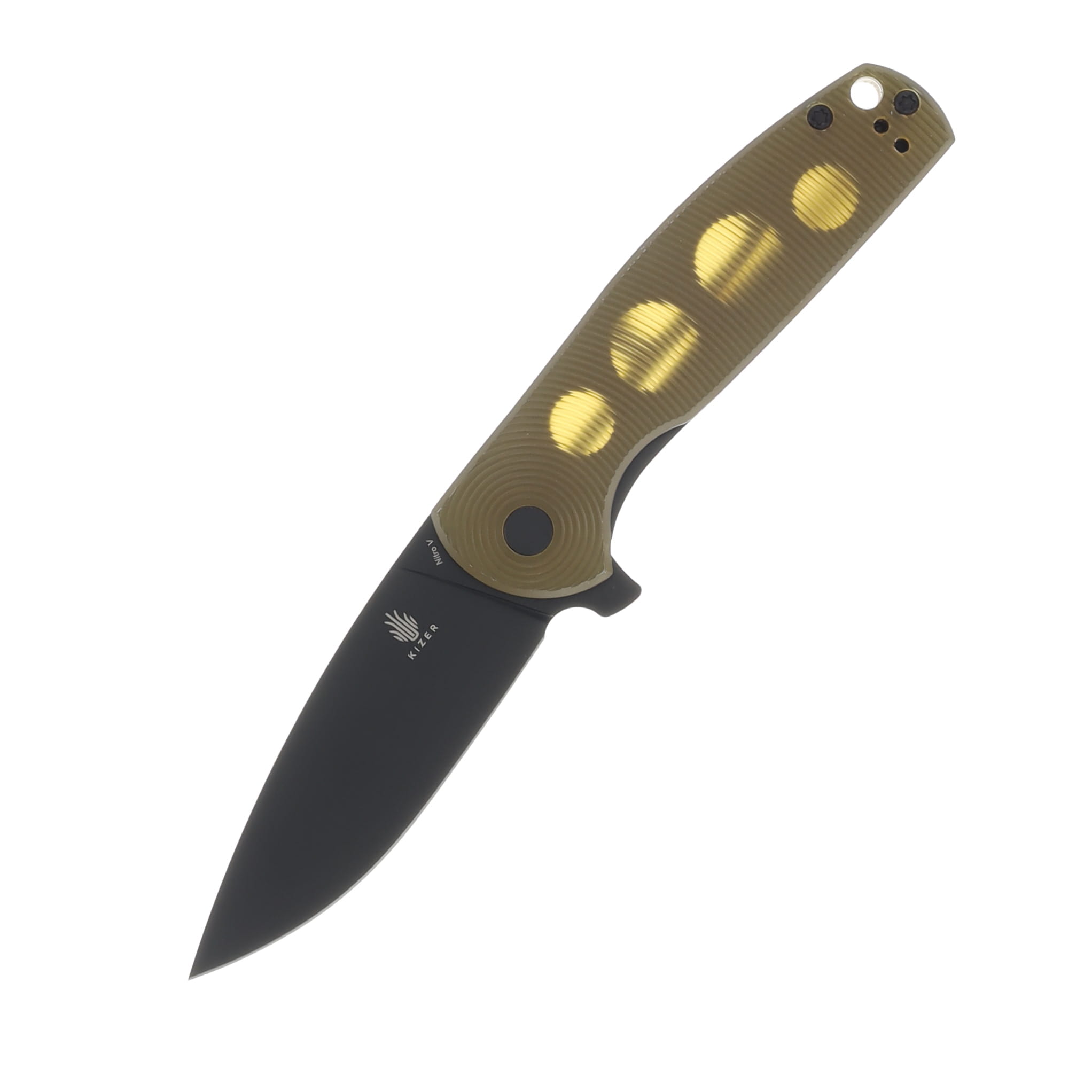 Kizer Gemini Folding Knife Bronze PEI 3.12 Inch Plain Black Drop Point V3471A3 View 1