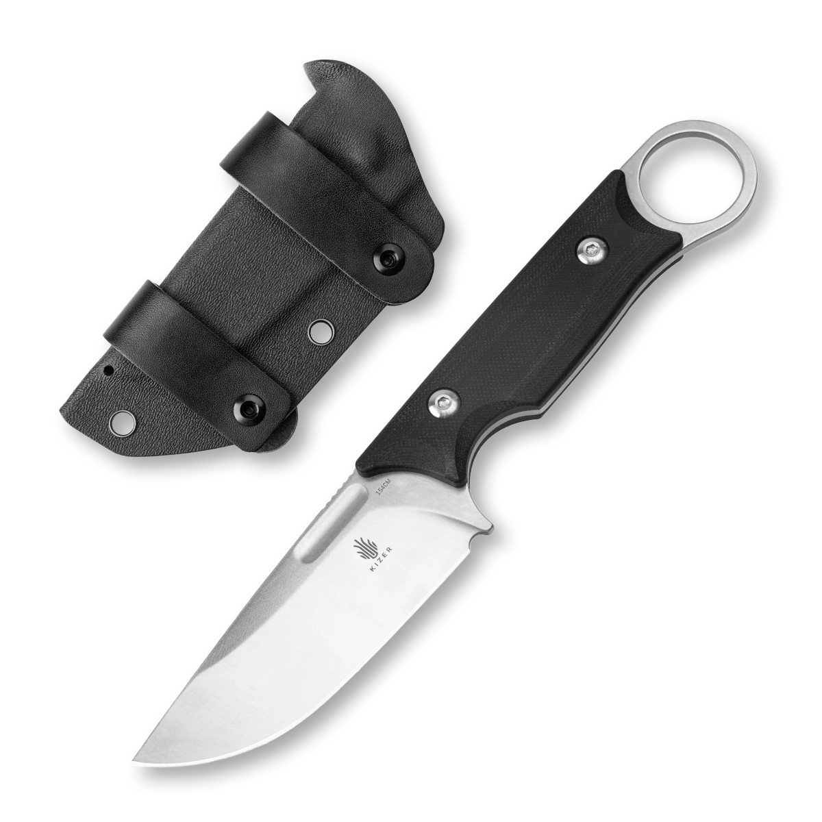 Kizer Cabox Fixed Blade Knife 3.35 Inch Plain Satin Drop Point 1048C1 View 1