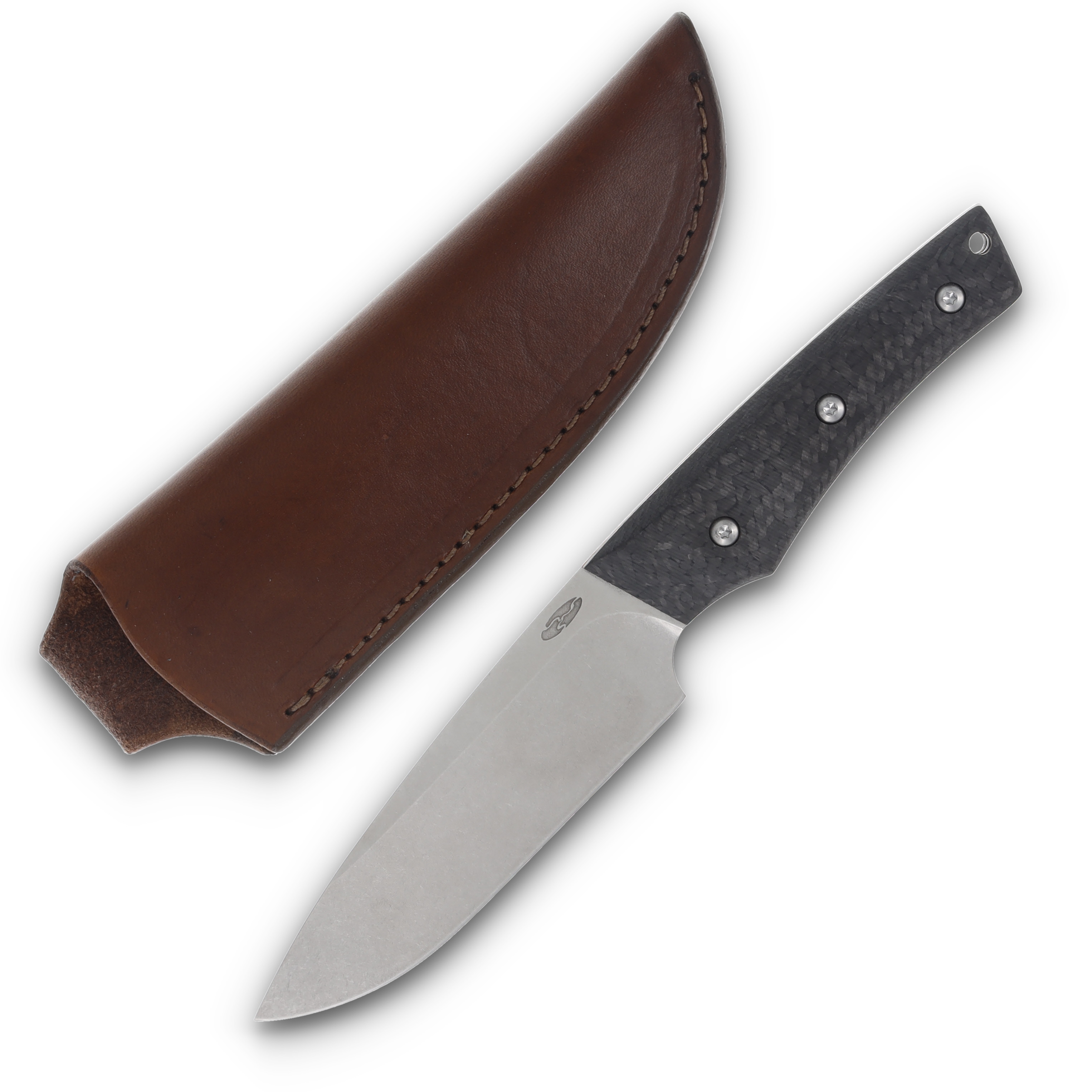 Three Rivers Red Line Fixed Blade Carbon Fiber with Leather Sheath RLINE-CF View 1