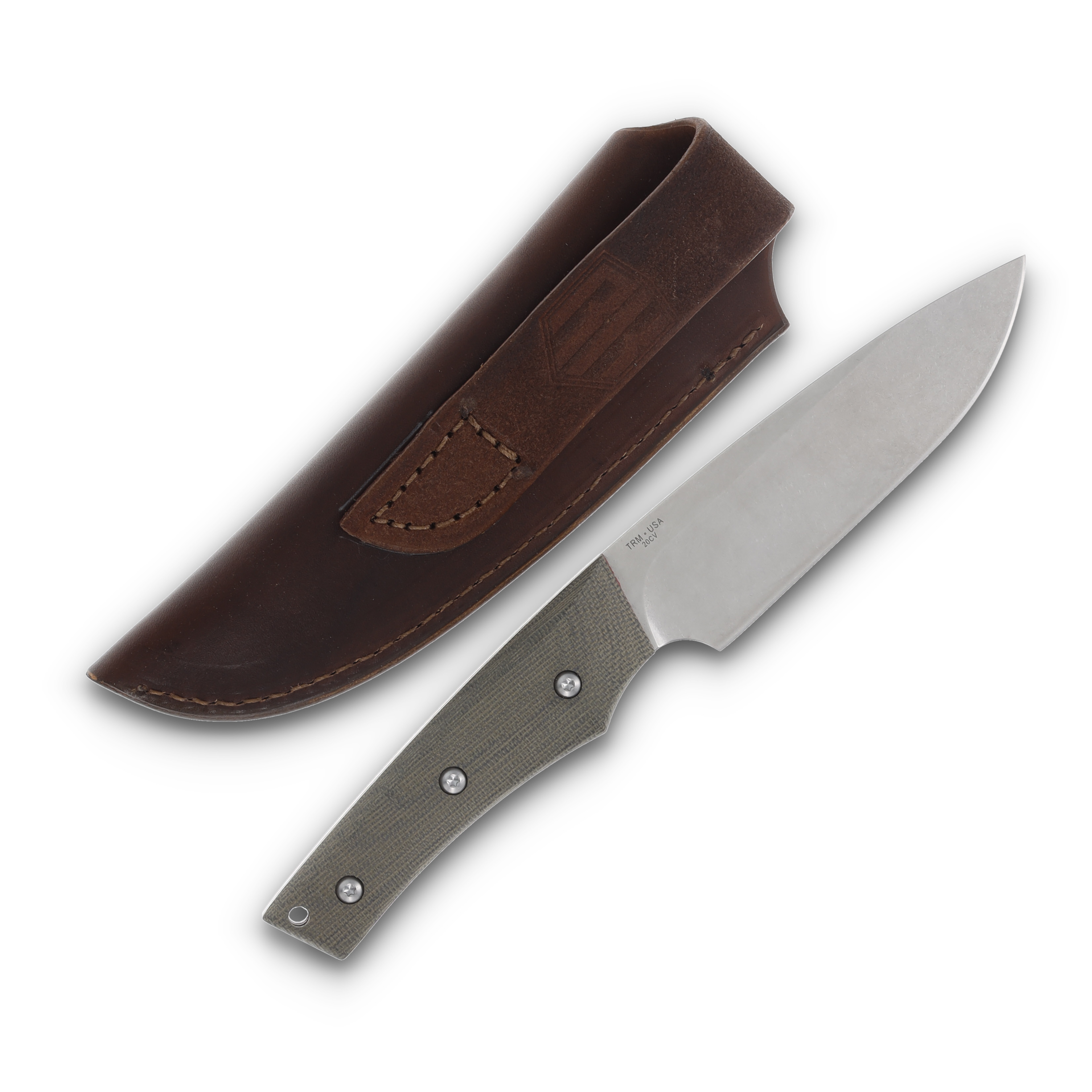 Three Rivers Red Line Fixed Blade OD Green Micarta with Leather Sheath RLINE-MIC-OD View 2