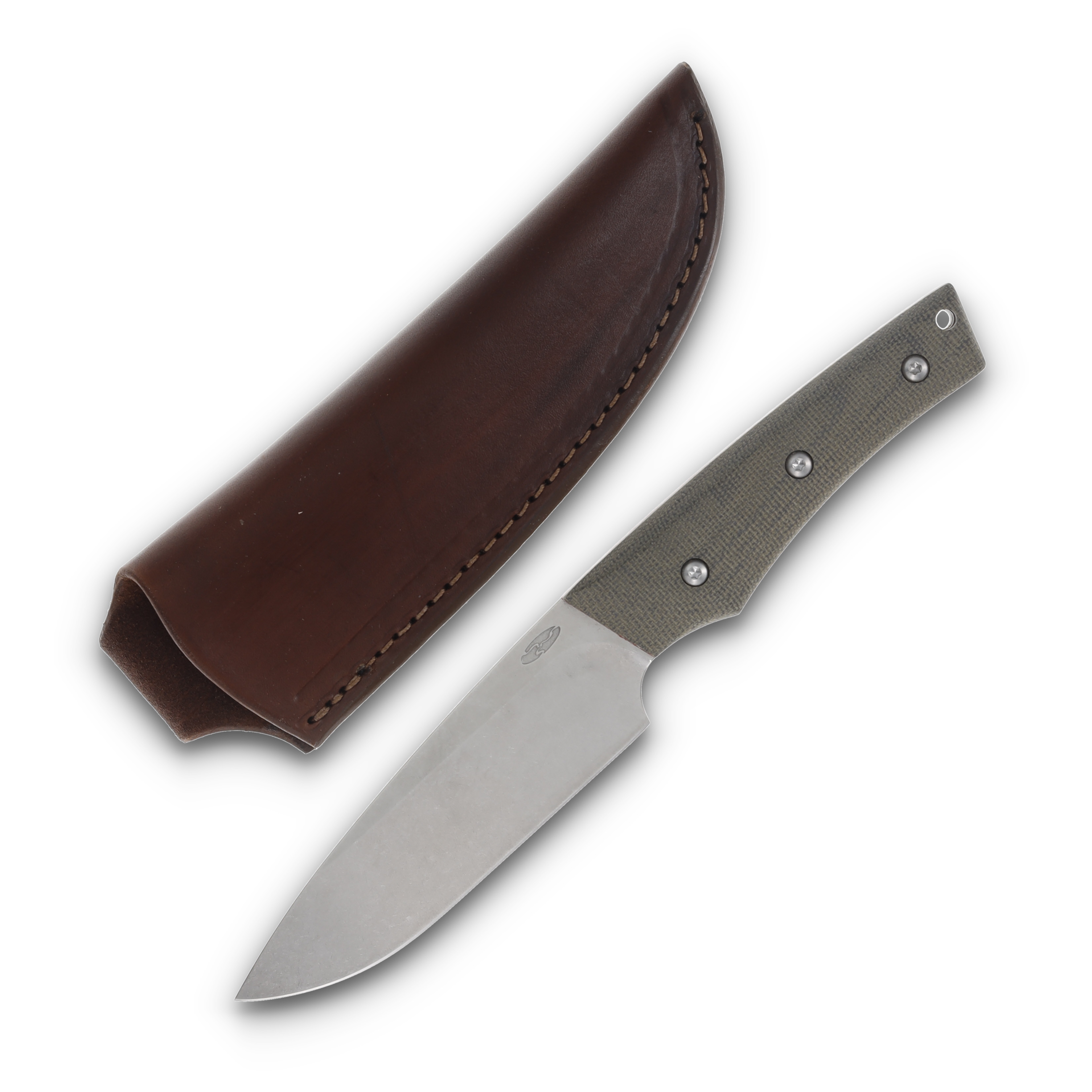 Three Rivers Red Line Fixed Blade OD Green Micarta with Leather Sheath RLINE-MIC-OD View 1