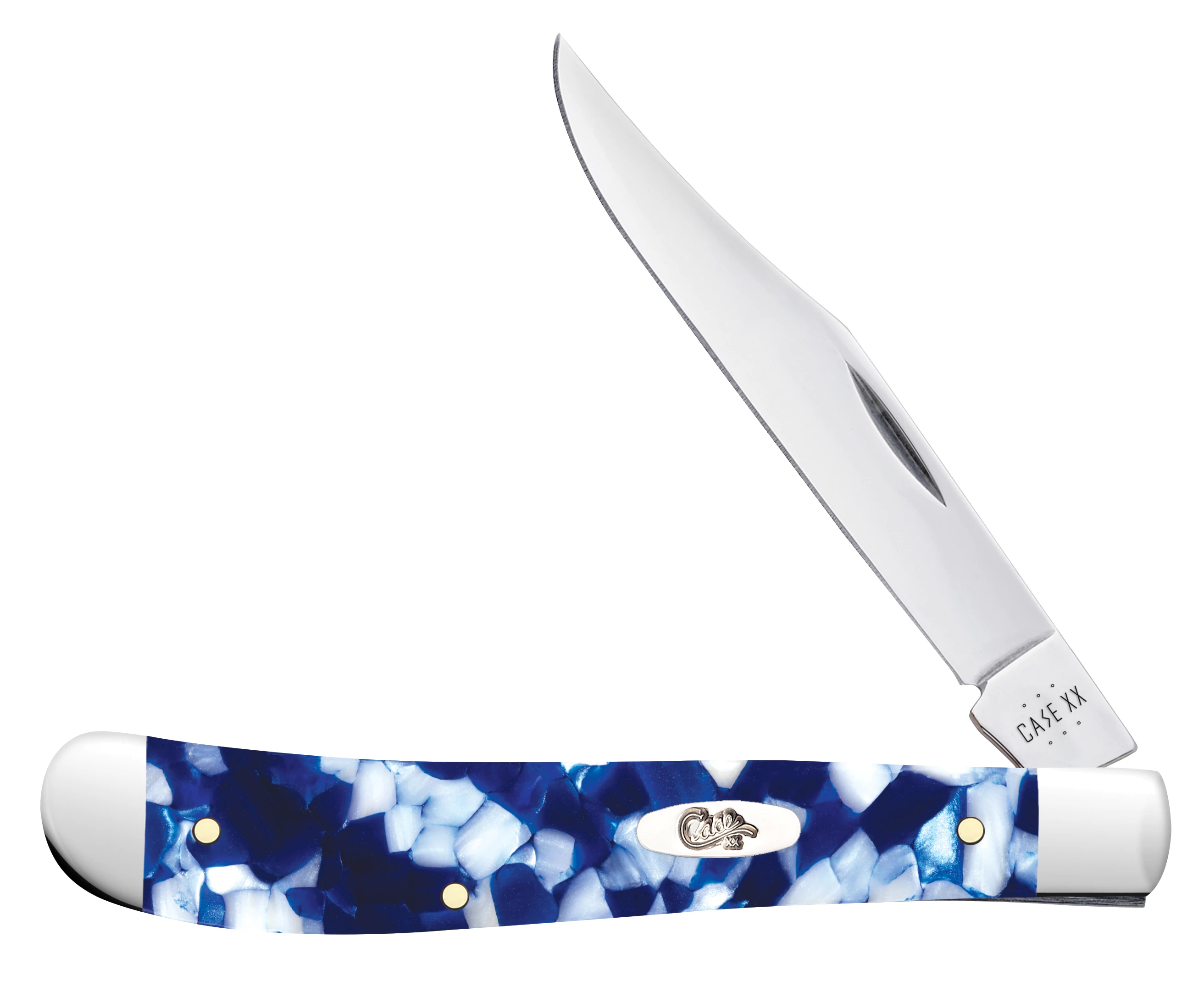 Case XX Blue Crackle Kirinite Slimline Trapper Folding Knife CA50726 View 1