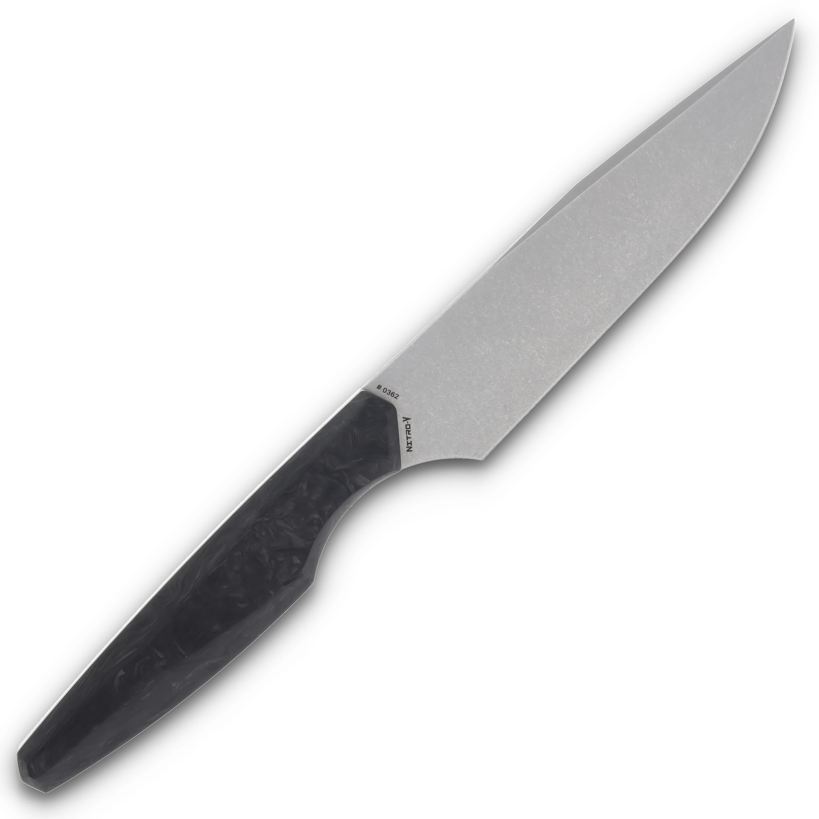 Vero Engineering Utility 5 Fixed Blade Kitchen Knife Stonewash/Marbled Carbon Fiber V-VU5-SMCF-0439-S View 2