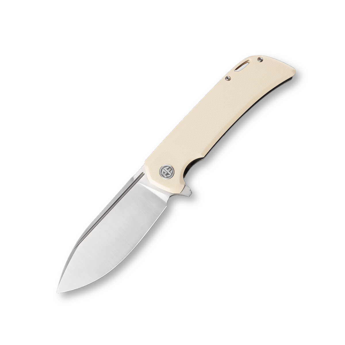 Petrified Fish Tunny Folder 14C28N Satin Blade White G-10 PFB05WS View 1