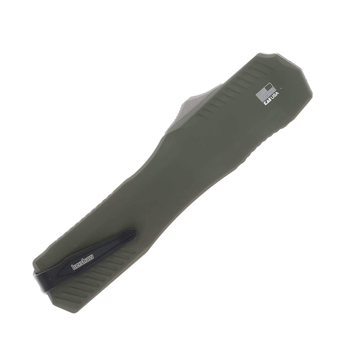 Kershaw Livewire OTF Auto Knife OD Green - 3.3in Stonewash Tanto S/E Plain AUKS9000TOLSW View 3