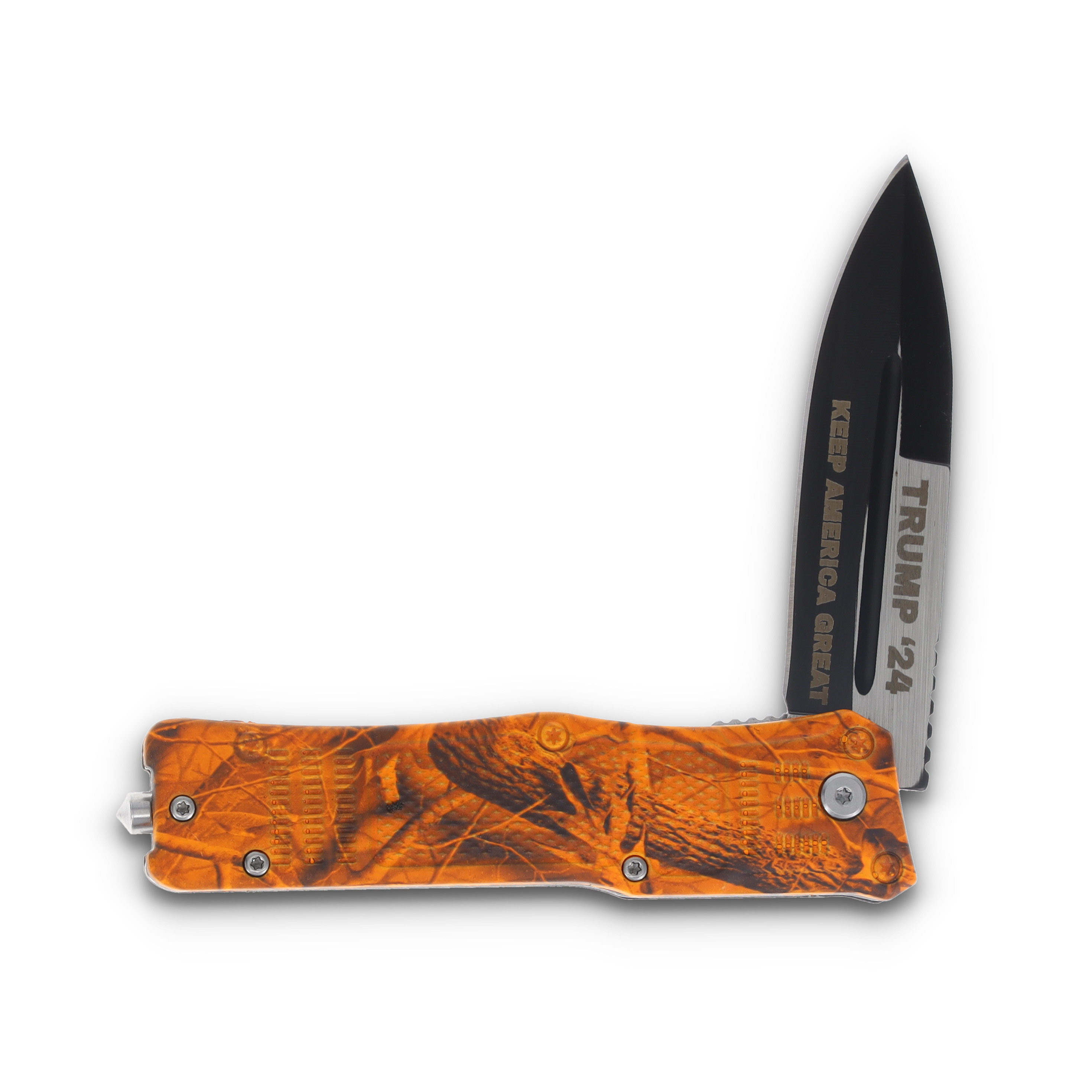 Trump 2024 Keep America Great Orange Camo Folding Knife 4.75in Closed TR-0513OC View 3