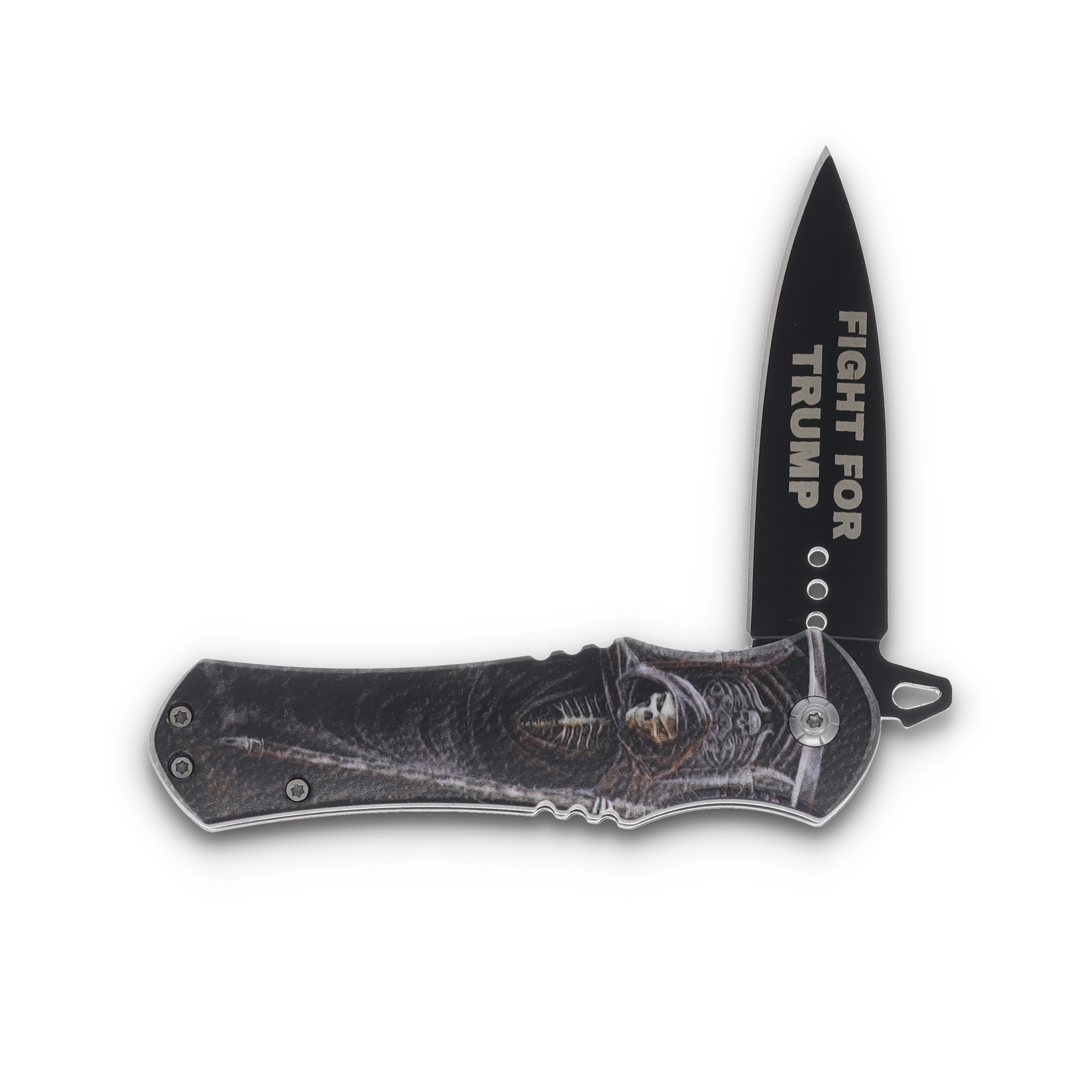 Trump 2024 Fight For Trump Grim Reaper Folding Knife 4.5in Closed TR-0569GR View 3