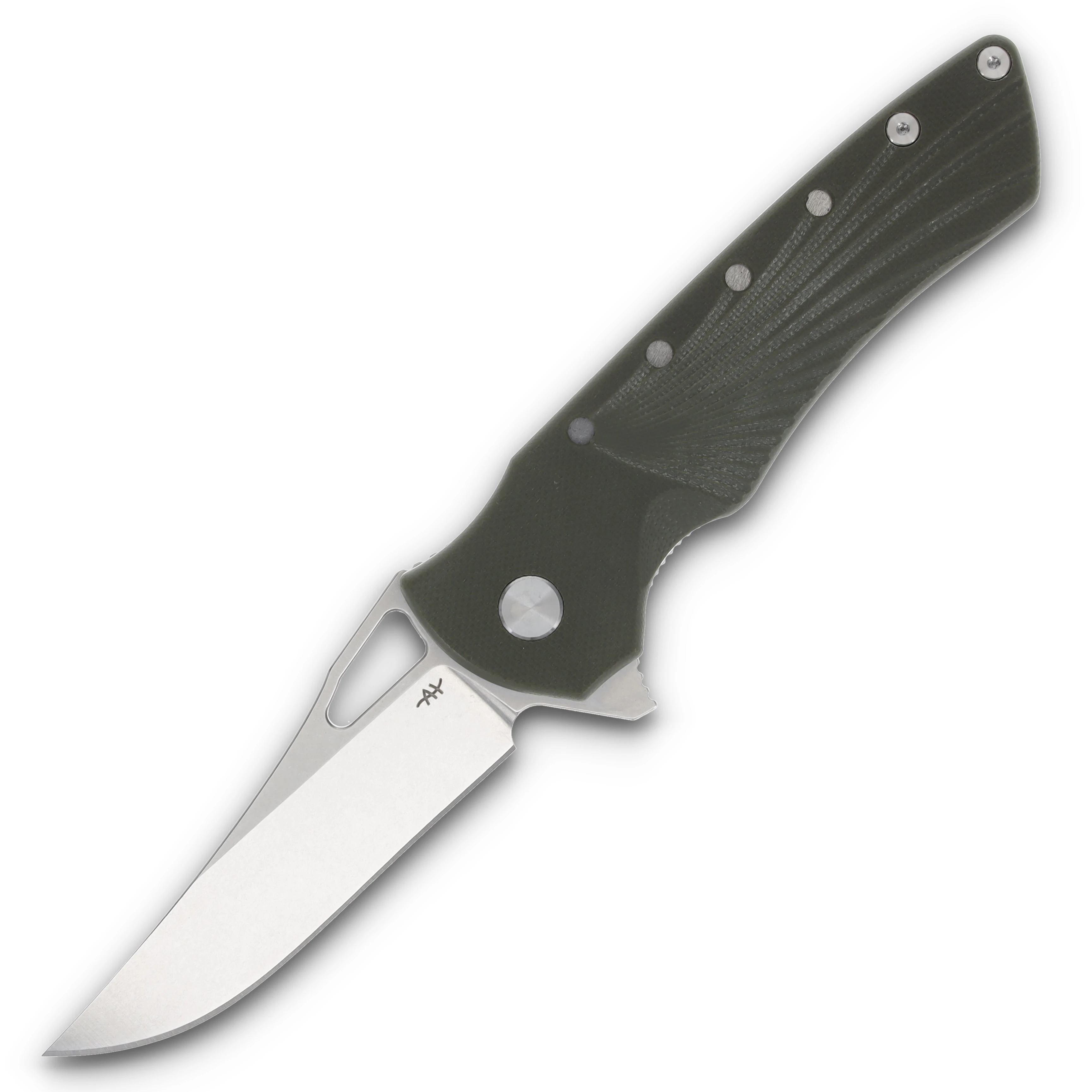 Heibel Knives The Blackhawk OD Green 3.36in Plain Stonewash Clip Point HKBLK-RG View 1