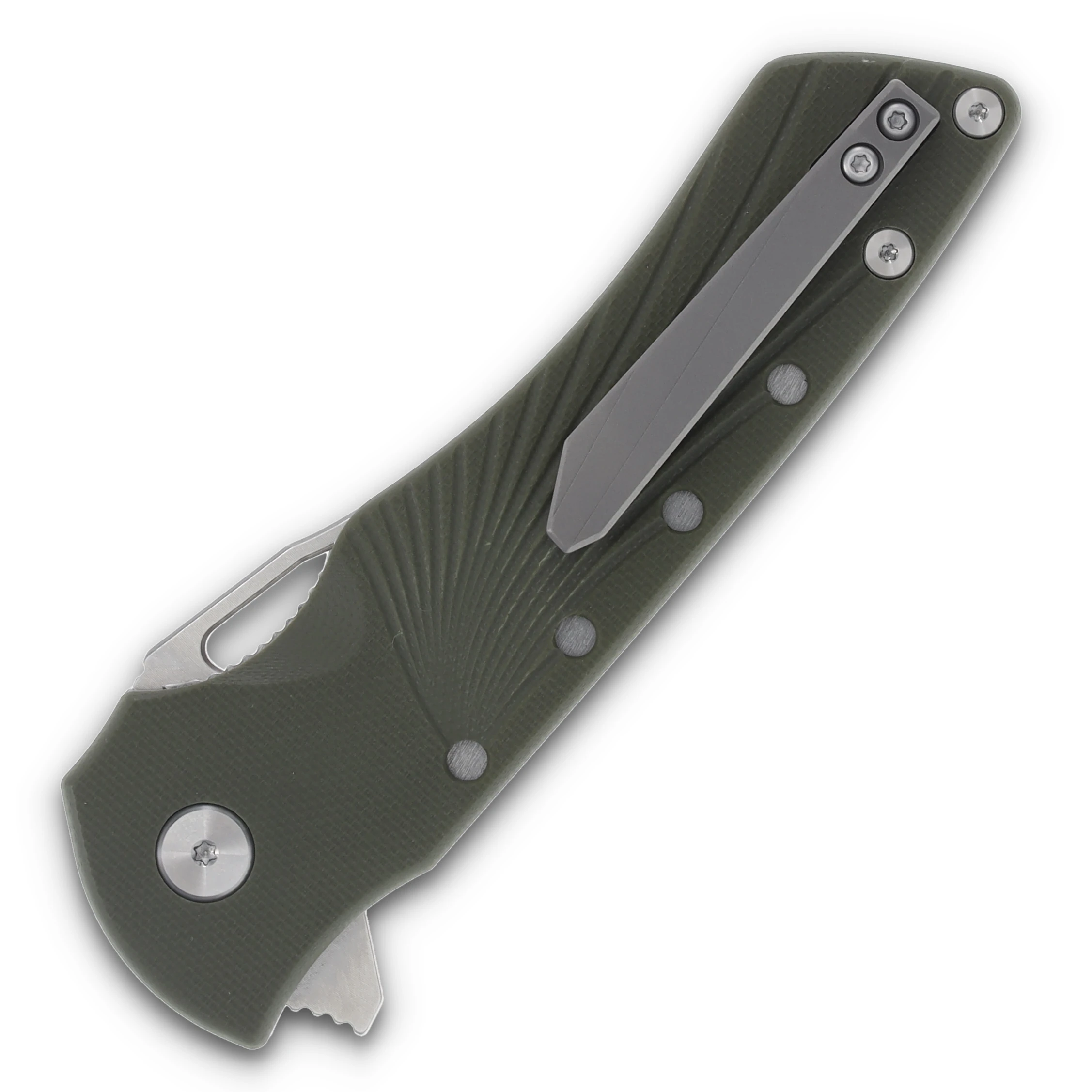 Heibel Knives The Blackhawk OD Green 3.36in Plain Stonewash Clip Point HKBLK-RG View 2