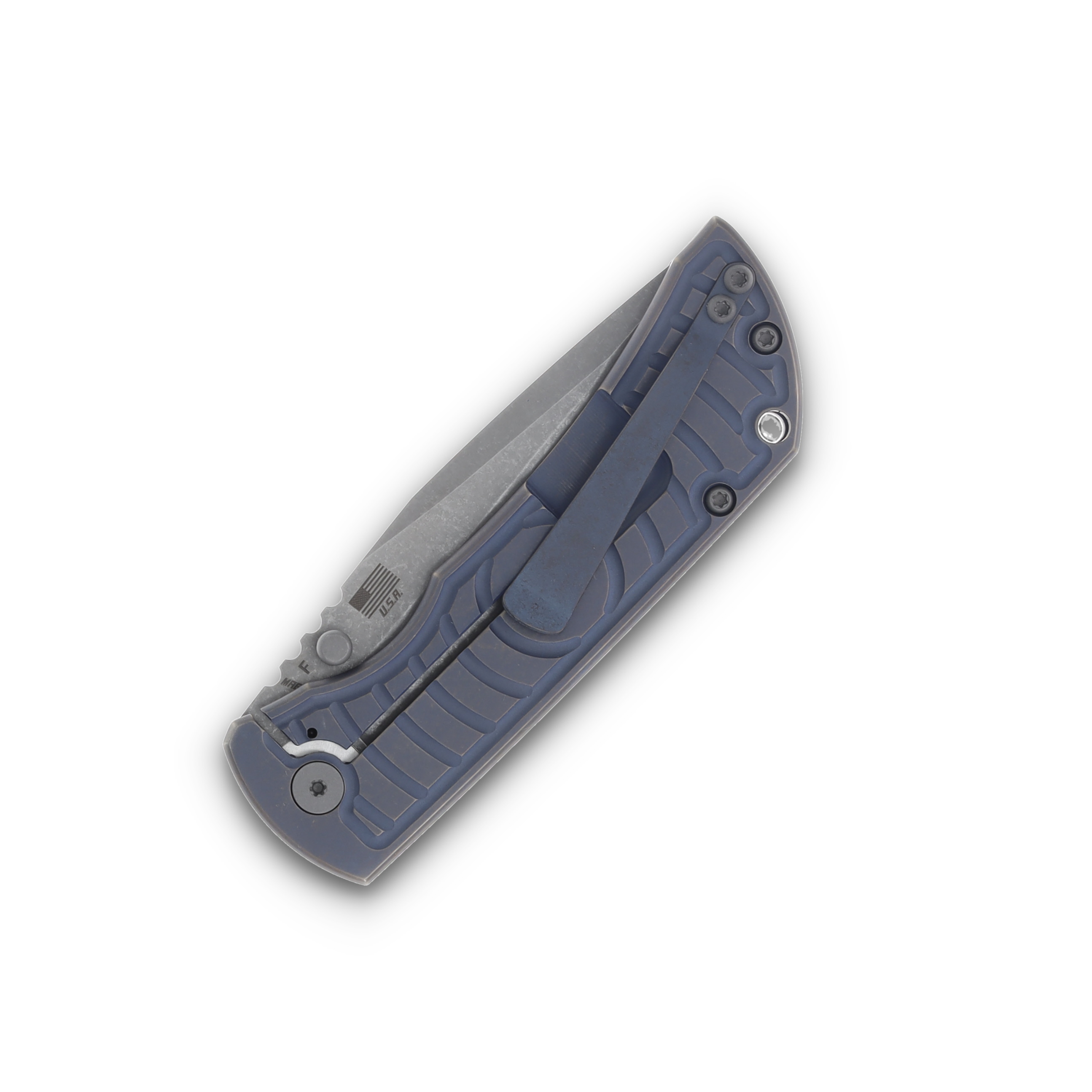 McNee's PM Mac 2 Folding Knife Magnacut/Atomic Blue Bronze Shockwave MCNPMMAC235G2FABBRS View 6