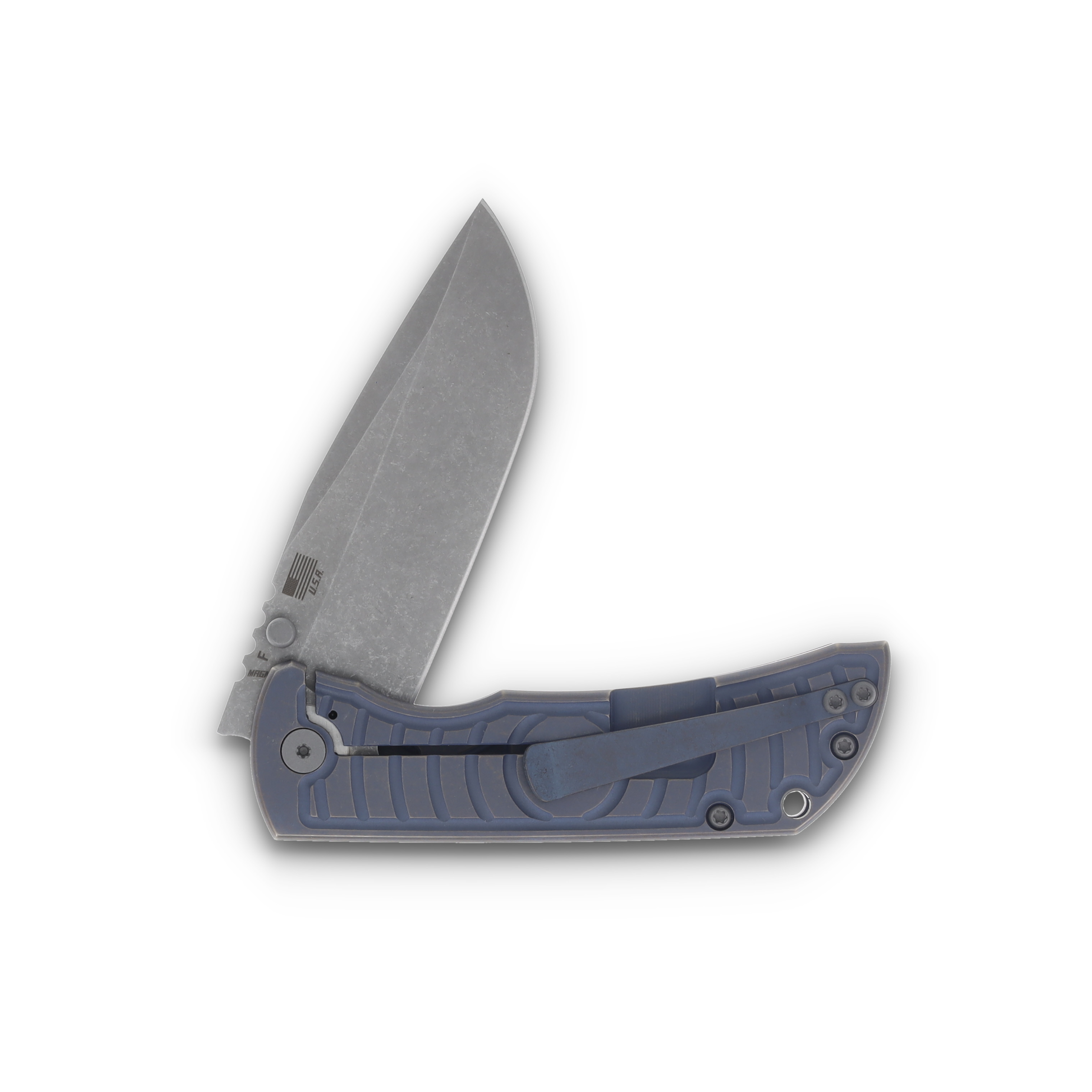 McNee's PM Mac 2 Folding Knife Magnacut/Atomic Blue Bronze Shockwave MCNPMMAC235G2FABBRS View 4