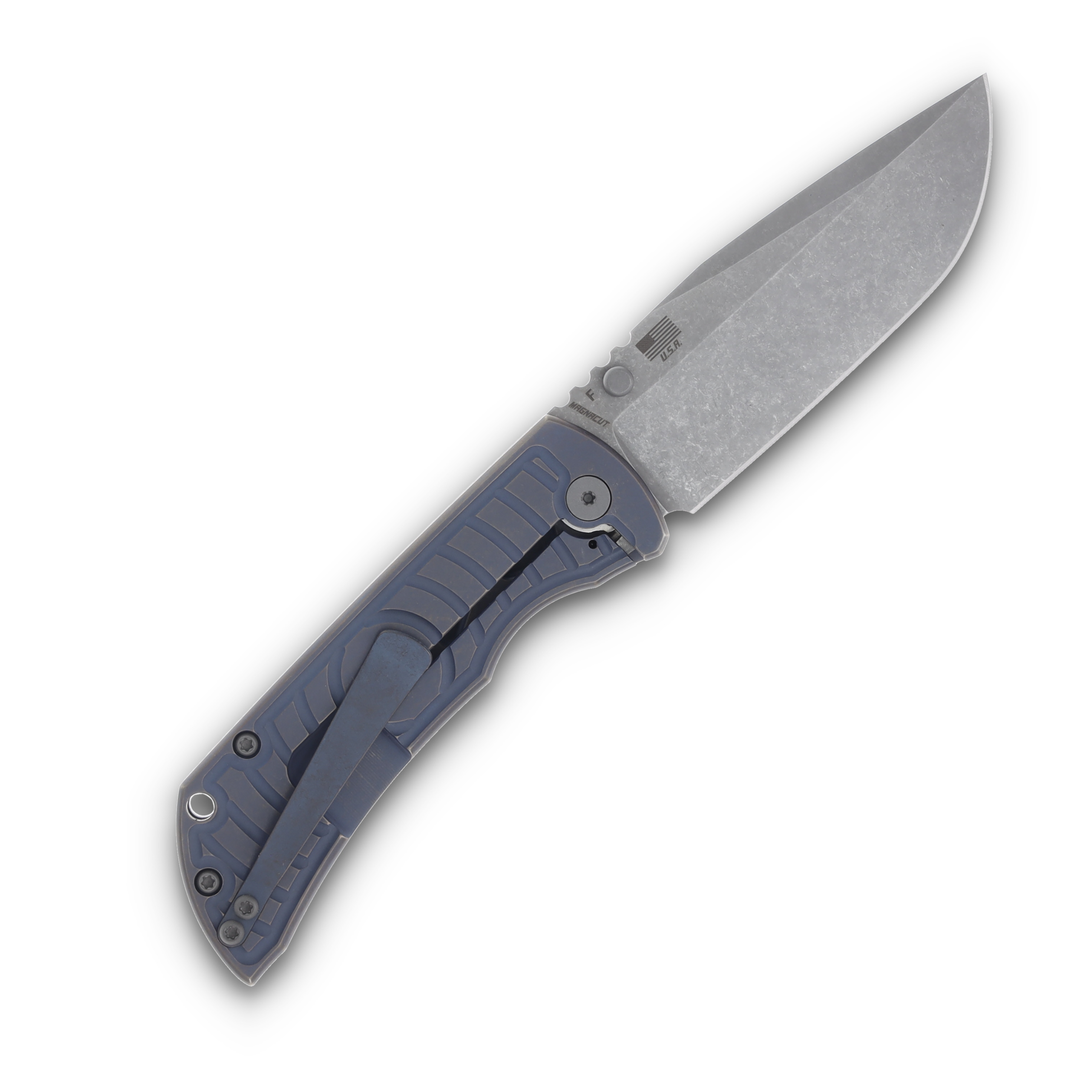 McNee's PM Mac 2 Folding Knife Magnacut/Atomic Blue Bronze Shockwave MCNPMMAC235G2FABBRS View 2