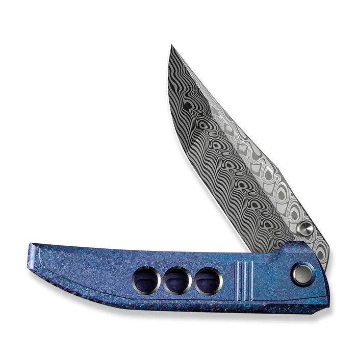 We Knife Co Ezinta Blue/Purple Titanium 3.99in Damasteel Clip Point WE22041-DS1 View 4