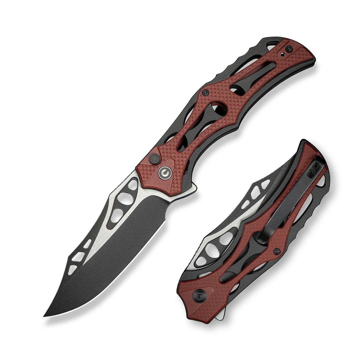CIVIVI Biophase Folding Knife Burgundy 3.48 Inch Plain Dual Clip Point C23083C-1 View 1