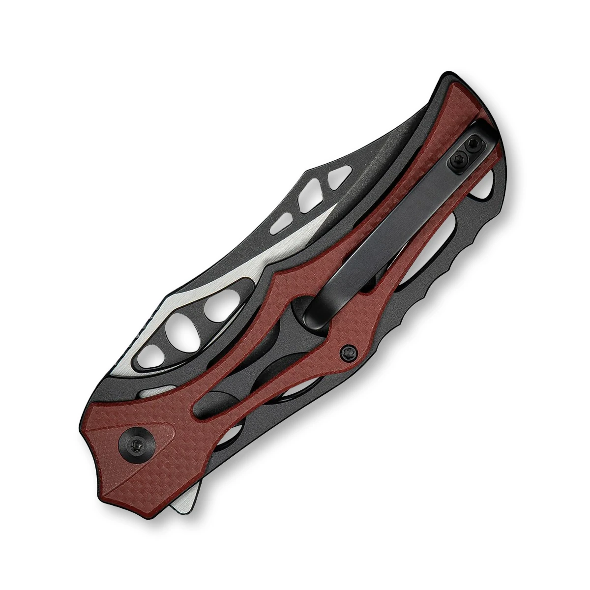 CIVIVI Biophase Folding Knife Burgundy 3.48 Inch Plain Dual Clip Point C23083C-1 View 3