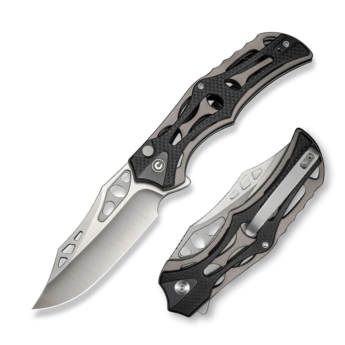 CIVIVI Biophase Folding Knife Gray 3.48 Inch Plain Satin Clip Point C23083C-3 View 1