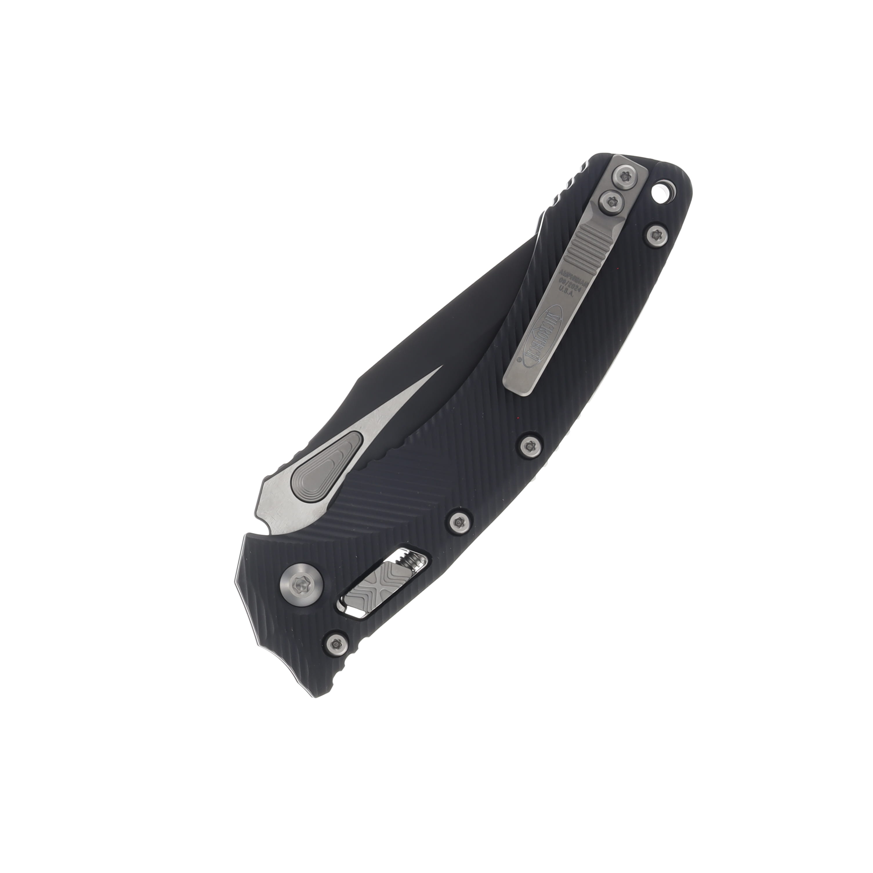 Microtech Amphibian RAM-LOK Fluted Black 3.9in Part Serrated Blade MT137RL2FL View 2