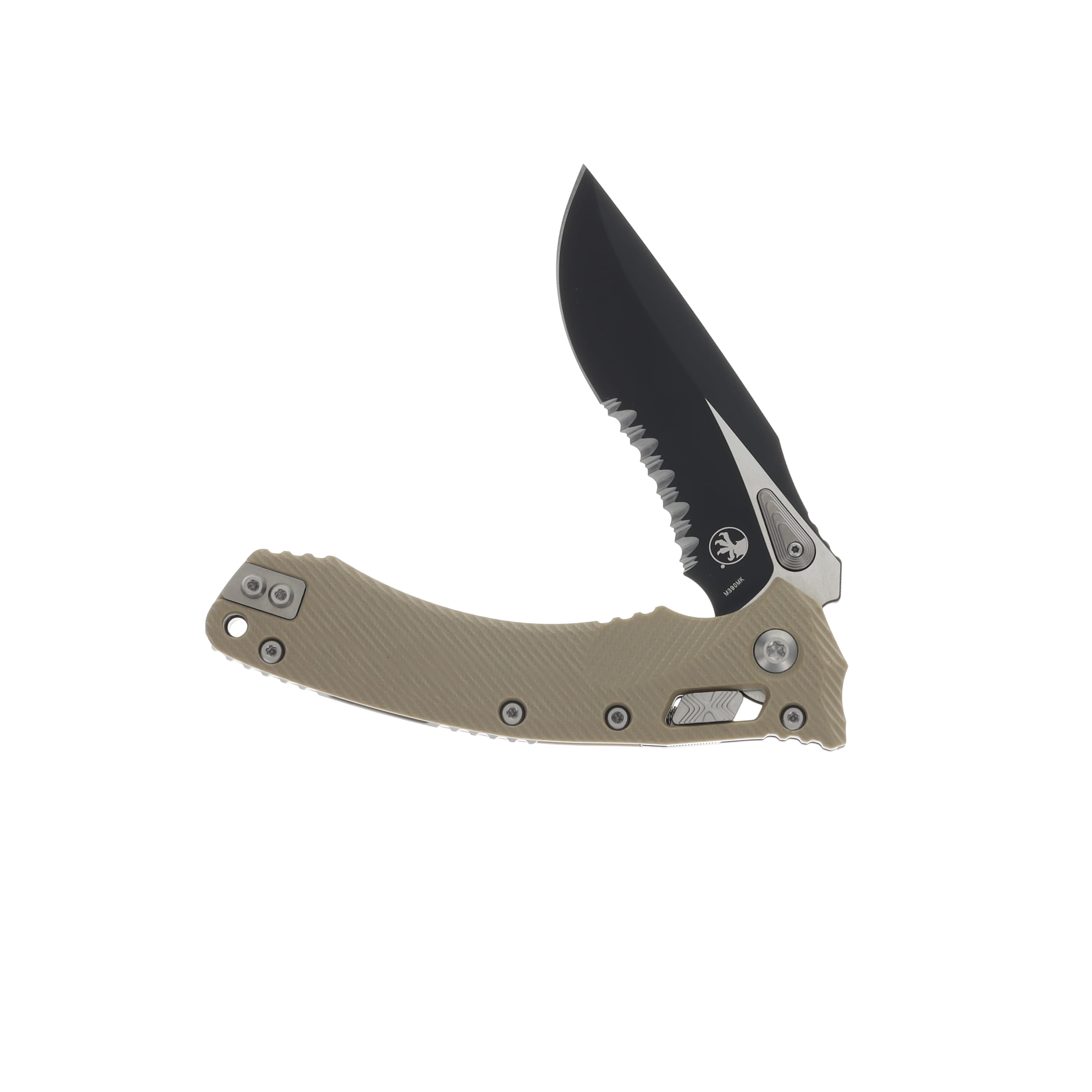 Microtech Amphibian RAM-LOK Fluted Tan G10 3.9in Black Part Serrated MT137RL2FLGTTA View 3