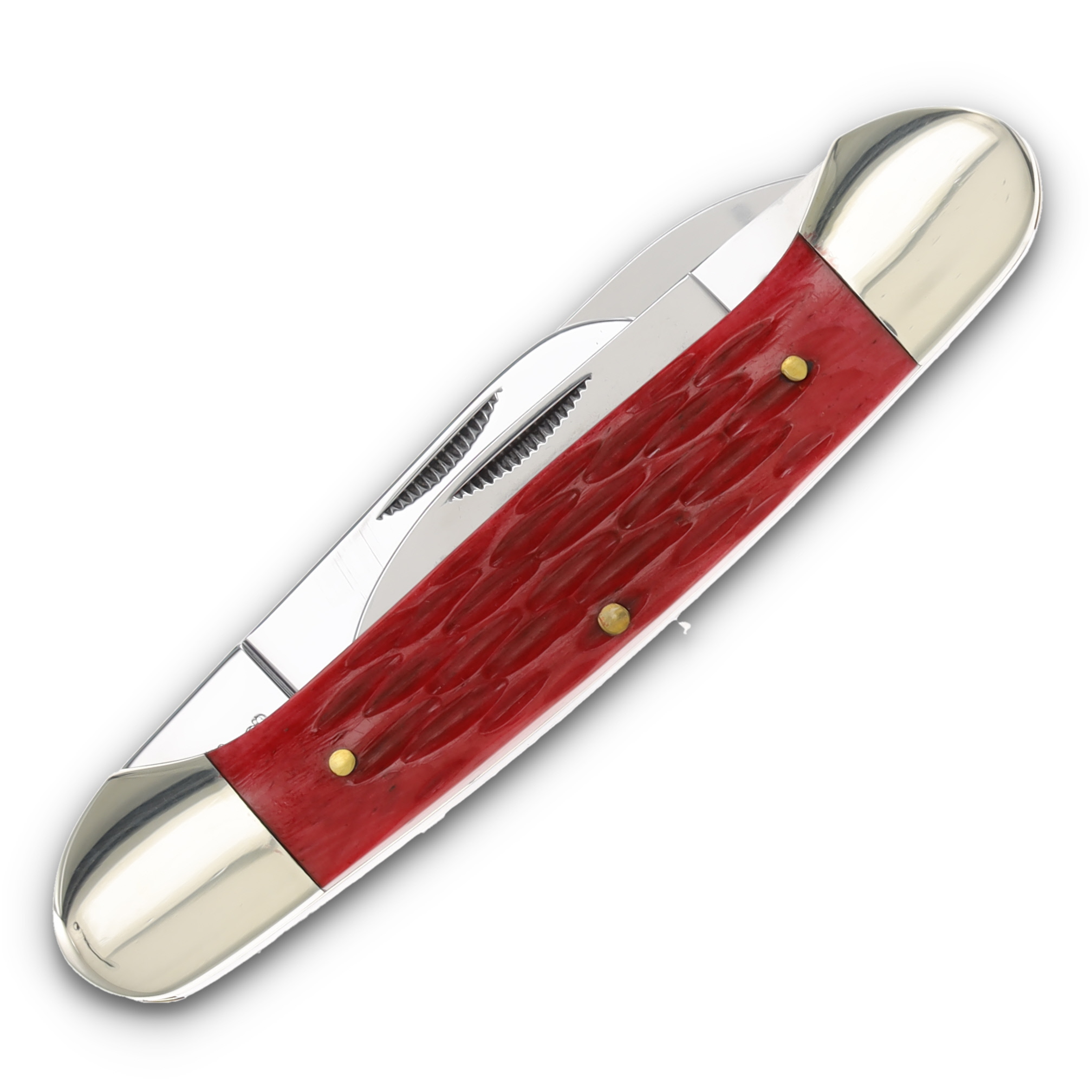 Hen & Rooster Three-Blade Large Red Pickbone Stockman Folding Knife HRI353SRPB View 4