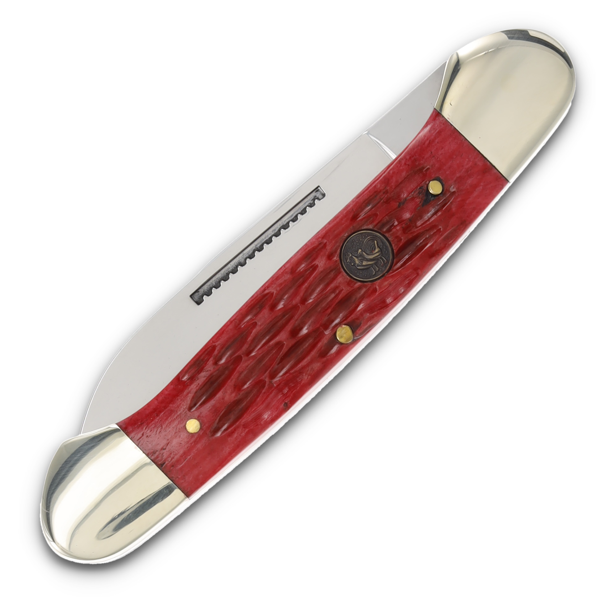 Hen & Rooster Three-Blade Large Red Pickbone Stockman Folding Knife HRI353SRPB View 3